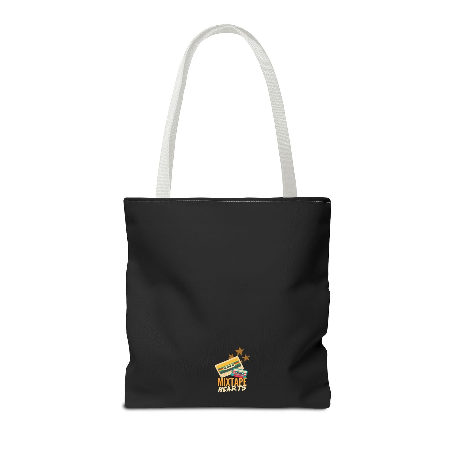 Raised on Boybands & Burnt CDs Tote Bag – Nostalgic Music Tote, Cute Tote, Gift for Fangirls, Fan Merchandise, Artsy Bag, AOP Design - Mixtape Hearts