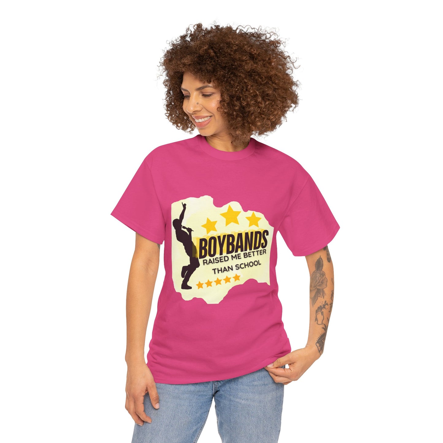 Boybands Raised Me Better Than School – Retro Fan Tee – Retro Pop Music Tee, Casual Tee, Graphic T-Shirt, Gift for Fans, Summer Wear, Everyday Comfort - Mixtape Hearts