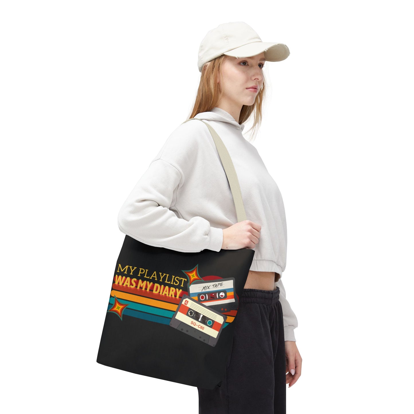 My Playlist Was My Diary – Emotional Era Tote Bag– Retro Music Tote – Pop Music Tote Bag – Nostalgic Music Tote