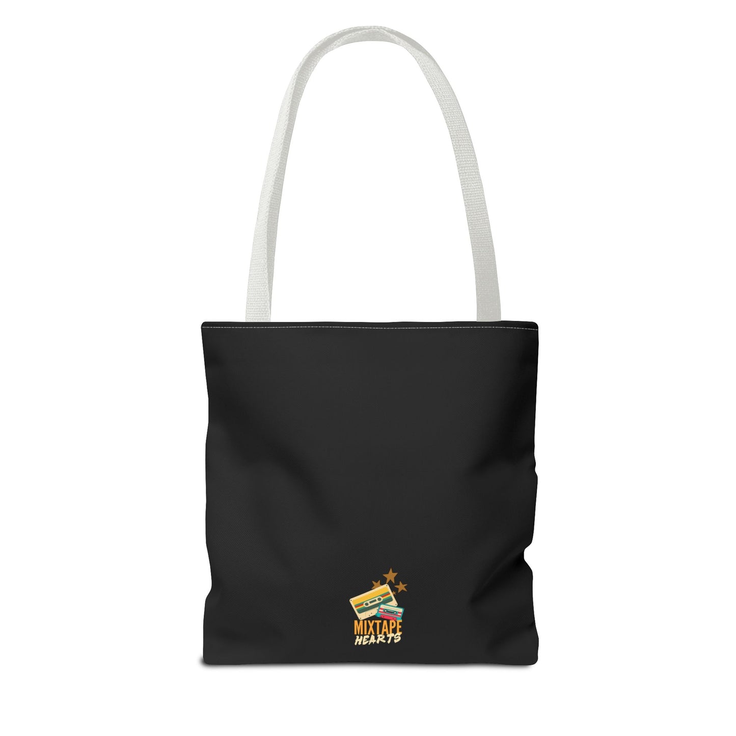 Raised on Boybands & Burnt CDs Tote Bag – Nostalgic Music Tote, Cute Tote, Gift for Fangirls, Fan Merchandise, Artsy Bag, AOP Design - Mixtape Hearts
