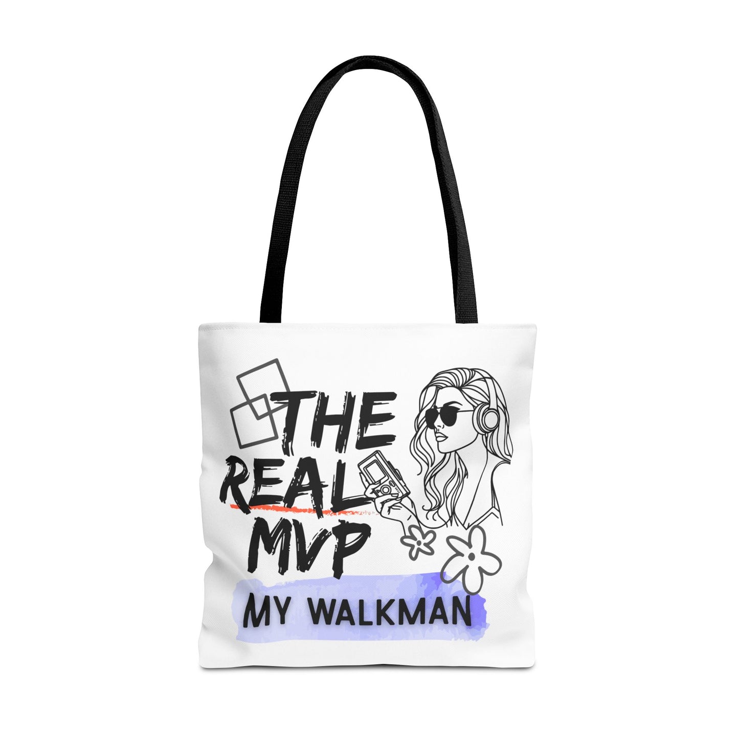 The Real MVP: My Walkman – Cassette Era Tote Bag - AOP, Fun and Stylish, Perfect for Music Lovers, Gift for Friends, Everyday Use, Beach Bag, Eco-Friendly - Mixtape Hearts