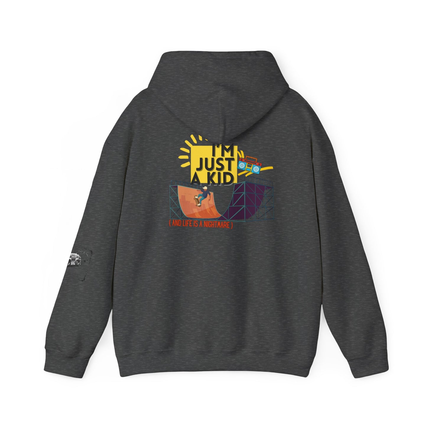 "I’m Just a Kid" Oversized Pop Punk Hoodie - Unisex Heavy Blend™ | Fun Graphic Sweatshirt, Youth Streetwear, Gifts for Boys & Girls, Birthday, Everyday Wear - Mixtape Hearts