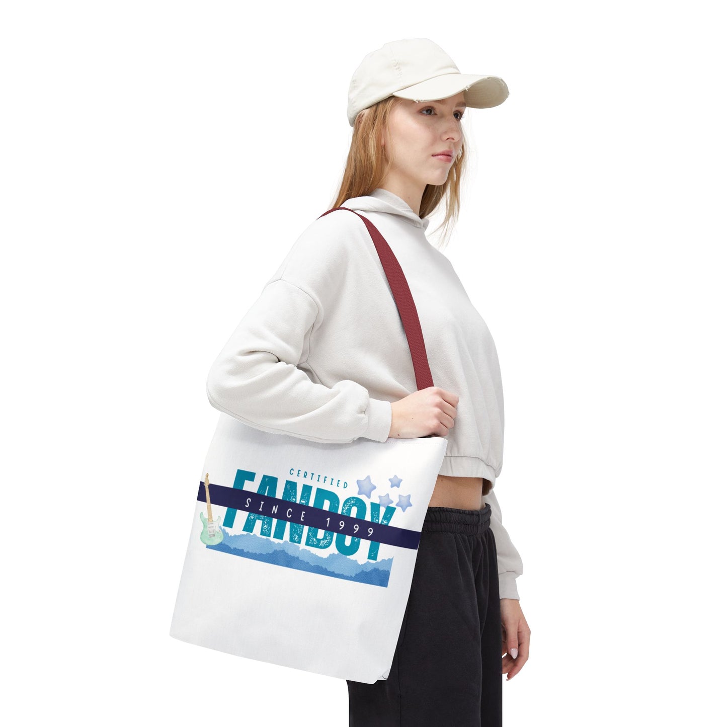 Certified Fanboy Since 1999 – Pop Music Tote Bag– Nostalgic Music Tote, Cute Tote, Gift for Fangirls, Fan Merchandise, Artsy Bag, AOP Design - Mixtape Hearts