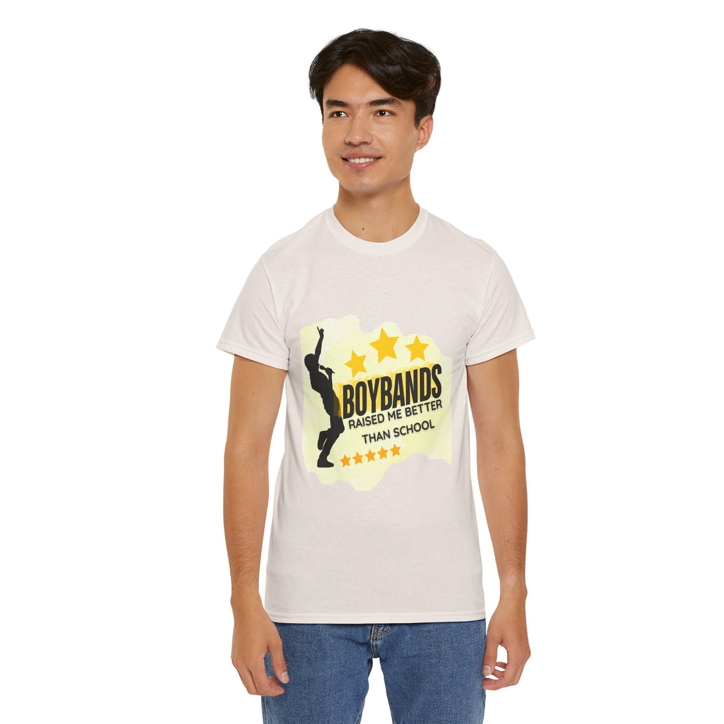 Boybands Raised Me Better Than School – Retro Fan Tee – Retro Pop Music Tee, Casual Tee, Graphic T-Shirt, Gift for Fans, Summer Wear, Everyday Comfort - Mixtape Hearts