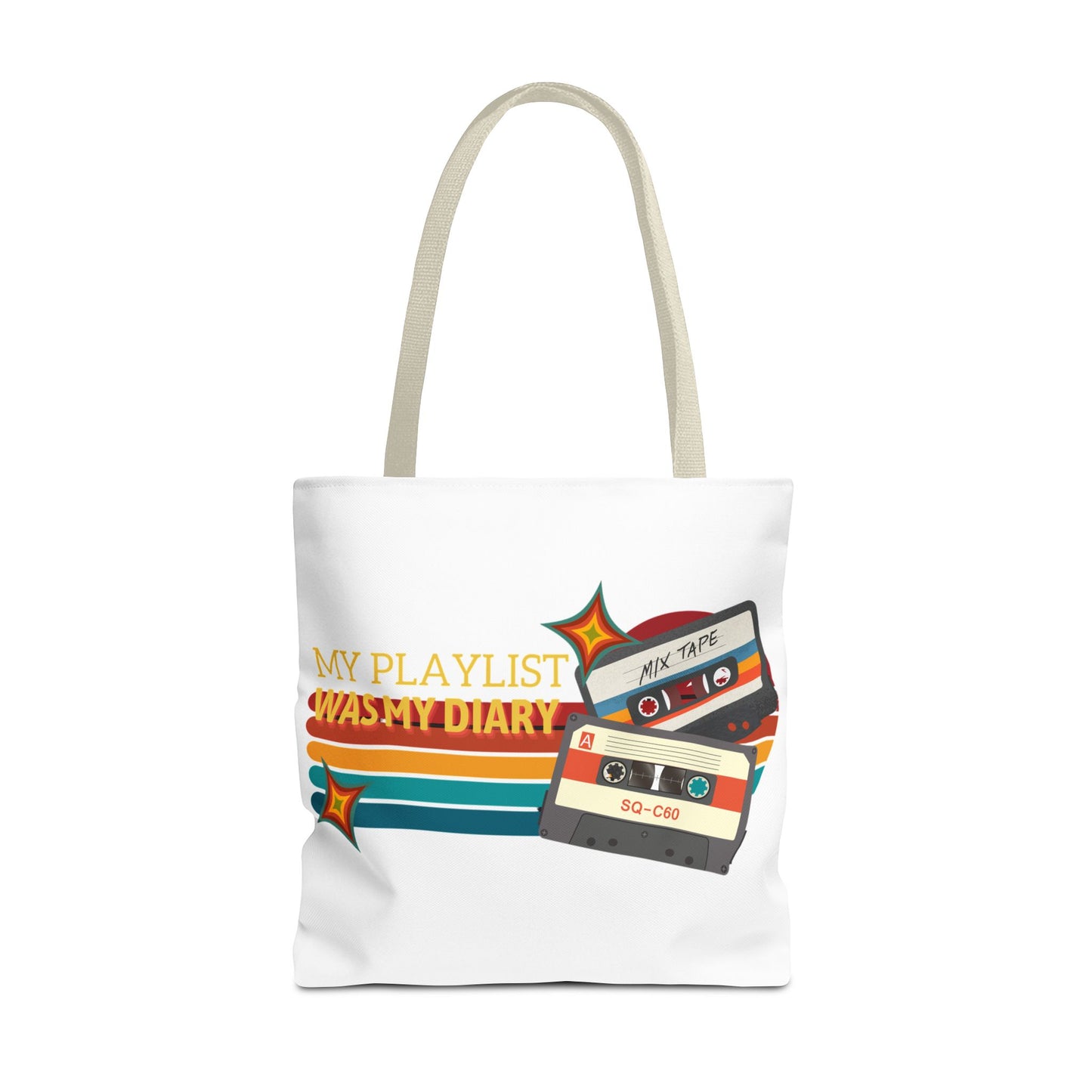 My Playlist Was My Diary – Emotional Era Tote Bag - AOP, Fun and Stylish, Perfect for Music Lovers, Gift for Friends, Everyday Use, Beach Bag, Eco-Friendly - Mixtape Hearts