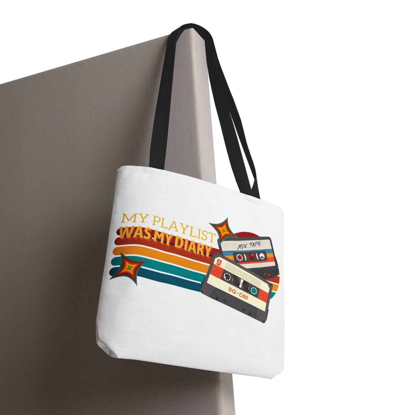 My Playlist Was My Diary – Emotional Era Tote Bag - AOP, Fun and Stylish, Perfect for Music Lovers, Gift for Friends, Everyday Use, Beach Bag, Eco-Friendly - Mixtape Hearts