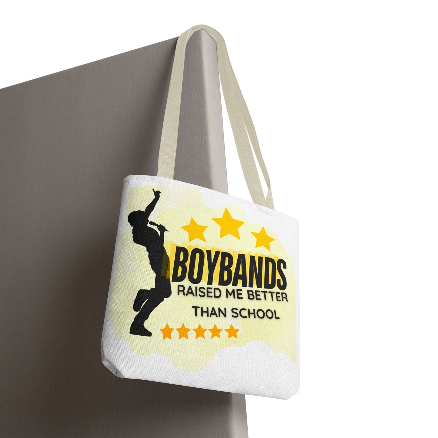Boybands Raised Me Better Than School – Retro Music Tote, Nostalgic Music Tote, Cute Tote, Gift for Fangirls, Fan Merchandise, Artsy Bag, AOP Design - Mixtape Hearts