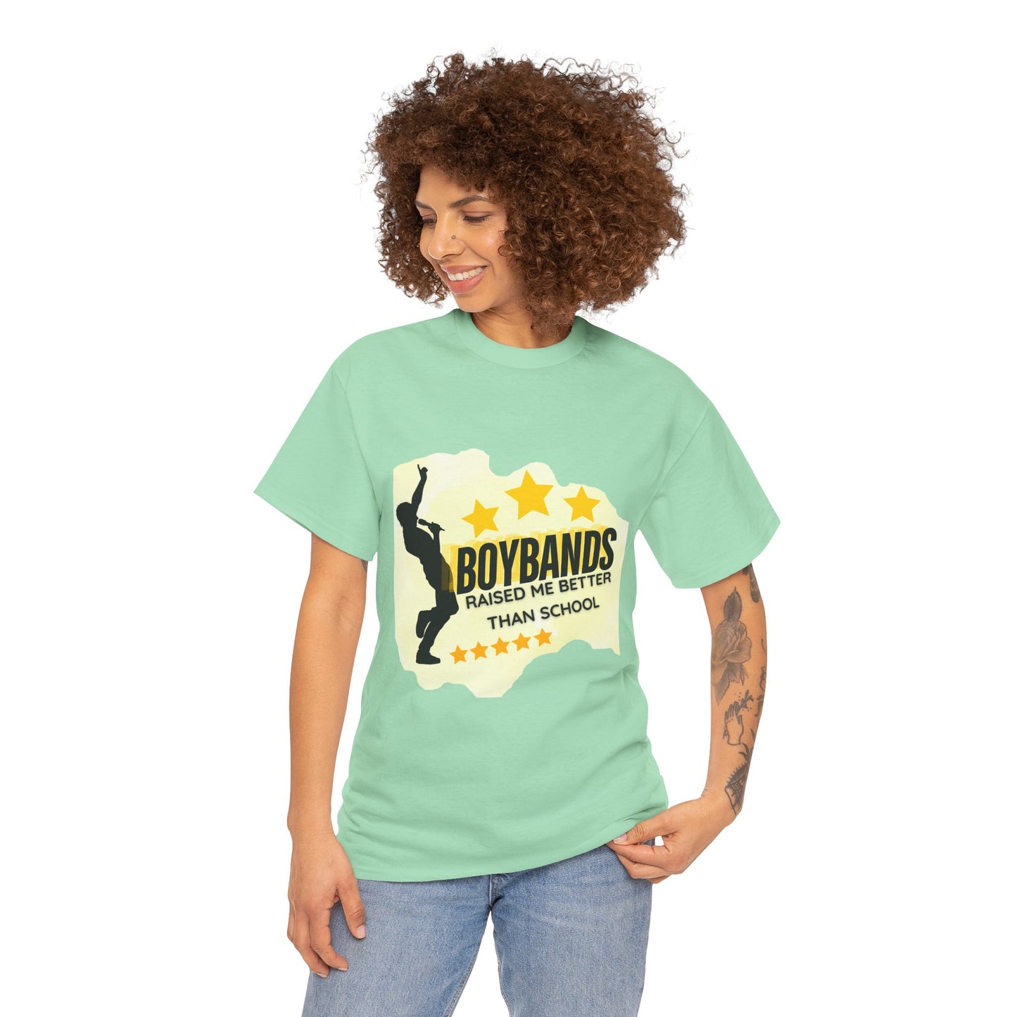 Boybands Raised Me Better Than School – Retro Fan Tee – Retro Pop Music Tee, Casual Tee, Graphic T-Shirt, Gift for Fans, Summer Wear, Everyday Comfort - Mixtape Hearts