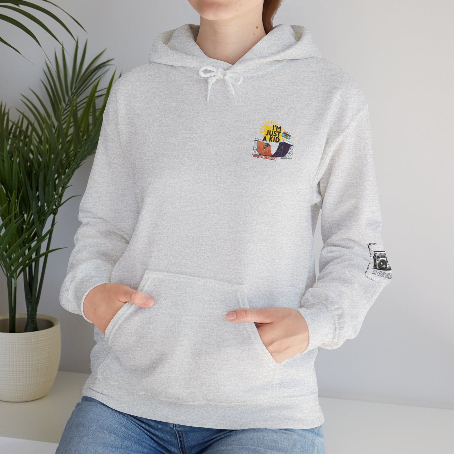 "I’m Just a Kid" Oversized Pop Punk Hoodie - Unisex Heavy Blend™ | Fun Graphic Sweatshirt, Youth Streetwear, Gifts for Boys & Girls, Birthday, Everyday Wear - Mixtape Hearts