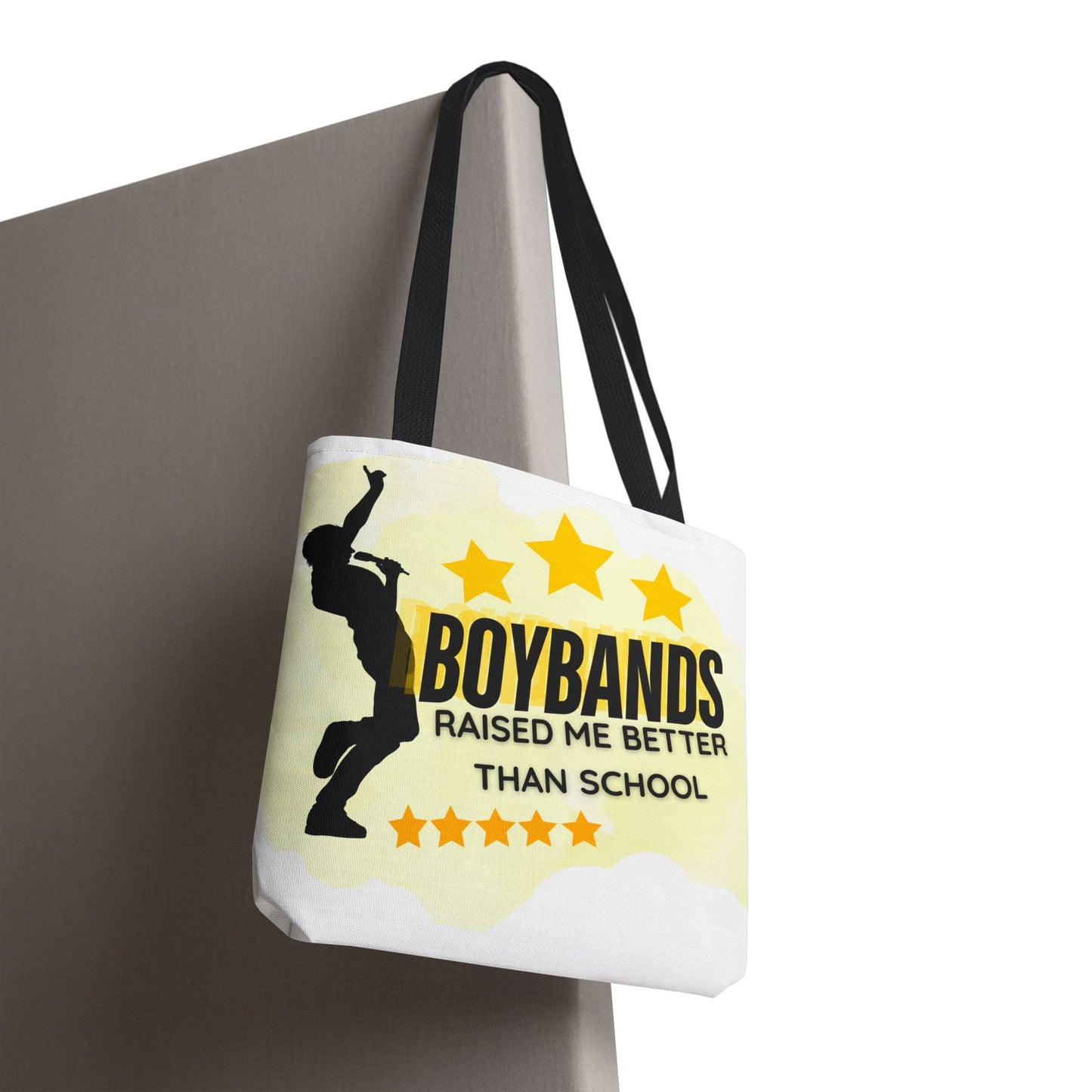 Boybands Raised Me Better Than School – Retro Music Tote, Nostalgic Music Tote, Cute Tote, Gift for Fangirls, Fan Merchandise, Artsy Bag, AOP Design - Mixtape Hearts