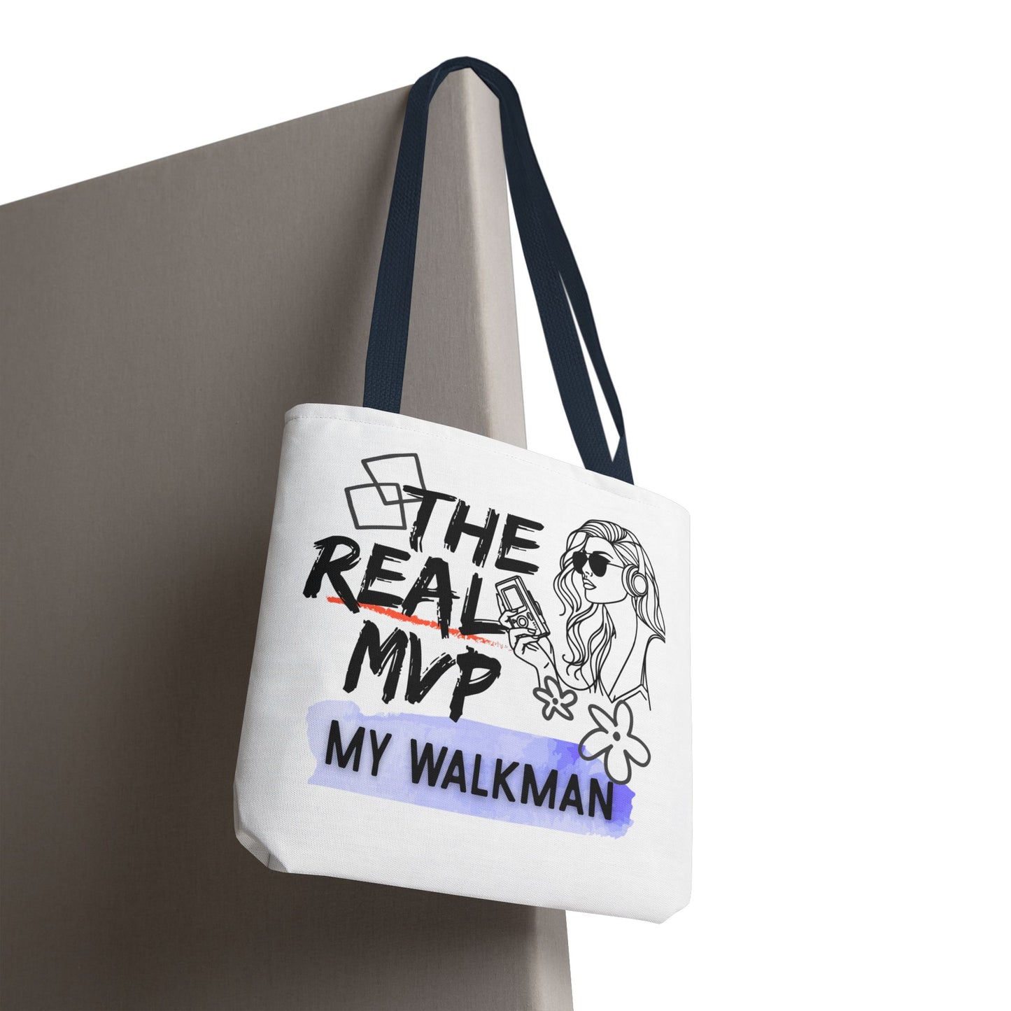 The Real MVP: My Walkman – Cassette Era Tote Bag - AOP, Fun and Stylish, Perfect for Music Lovers, Gift for Friends, Everyday Use, Beach Bag, Eco-Friendly - Mixtape Hearts