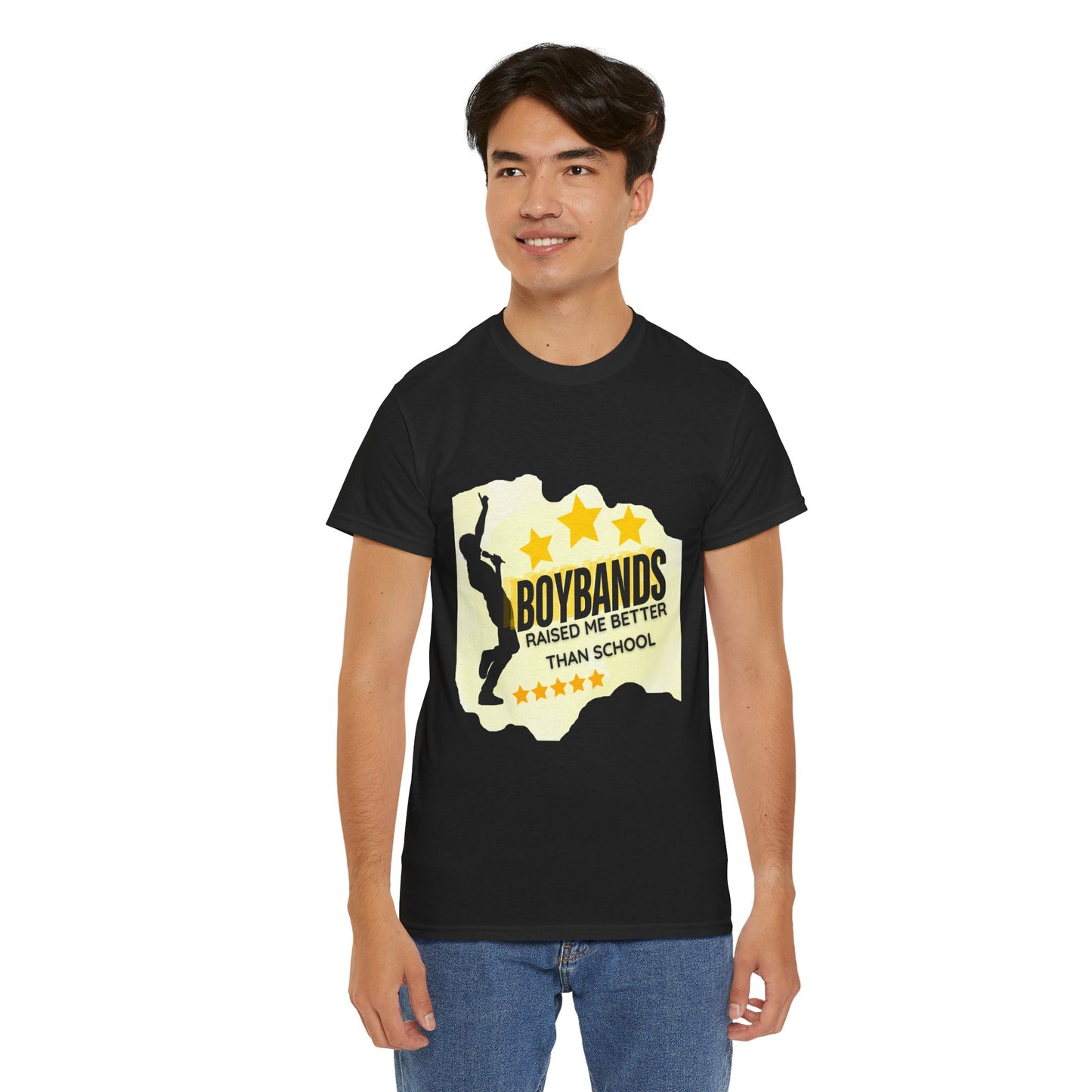 Boybands Raised Me Better Than School – Retro Fan Tee – Retro Pop Music Tee, Casual Tee, Graphic T-Shirt, Gift for Fans, Summer Wear, Everyday Comfort - Mixtape Hearts