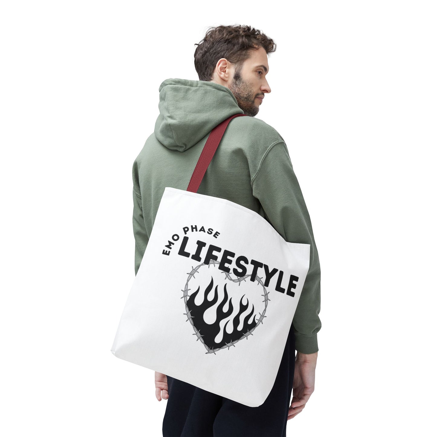 Emo Phase Lifestyle – Emotional Era Tote Bag - AOP, Fun and Stylish, Perfect for Music Lovers, Gift for Friends, Everyday Use, Beach Bag, Eco-Friendly - Mixtape Hearts