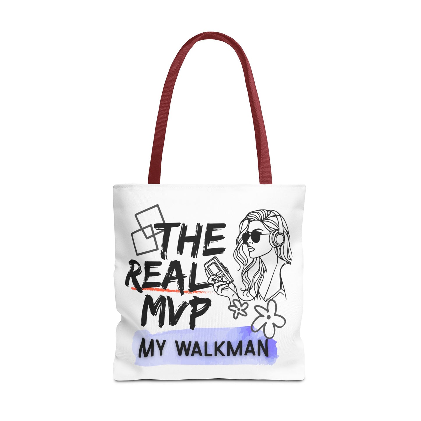 The Real MVP: My Walkman – Cassette Era Tote Bag - AOP, Fun and Stylish, Perfect for Music Lovers, Gift for Friends, Everyday Use, Beach Bag, Eco-Friendly - Mixtape Hearts