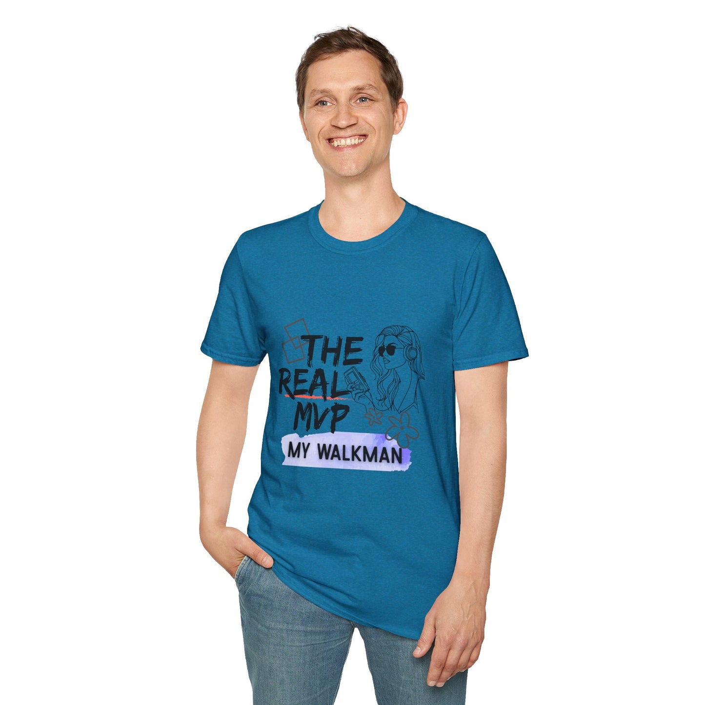 The Real MVP: My Walkman – 90s Nostalgia Unisex Tee| Gift for Walkman Fans, Vintage Style Tee, Casual Wear, Concert Outfit, Unisex Apparel - Mixtape Hearts