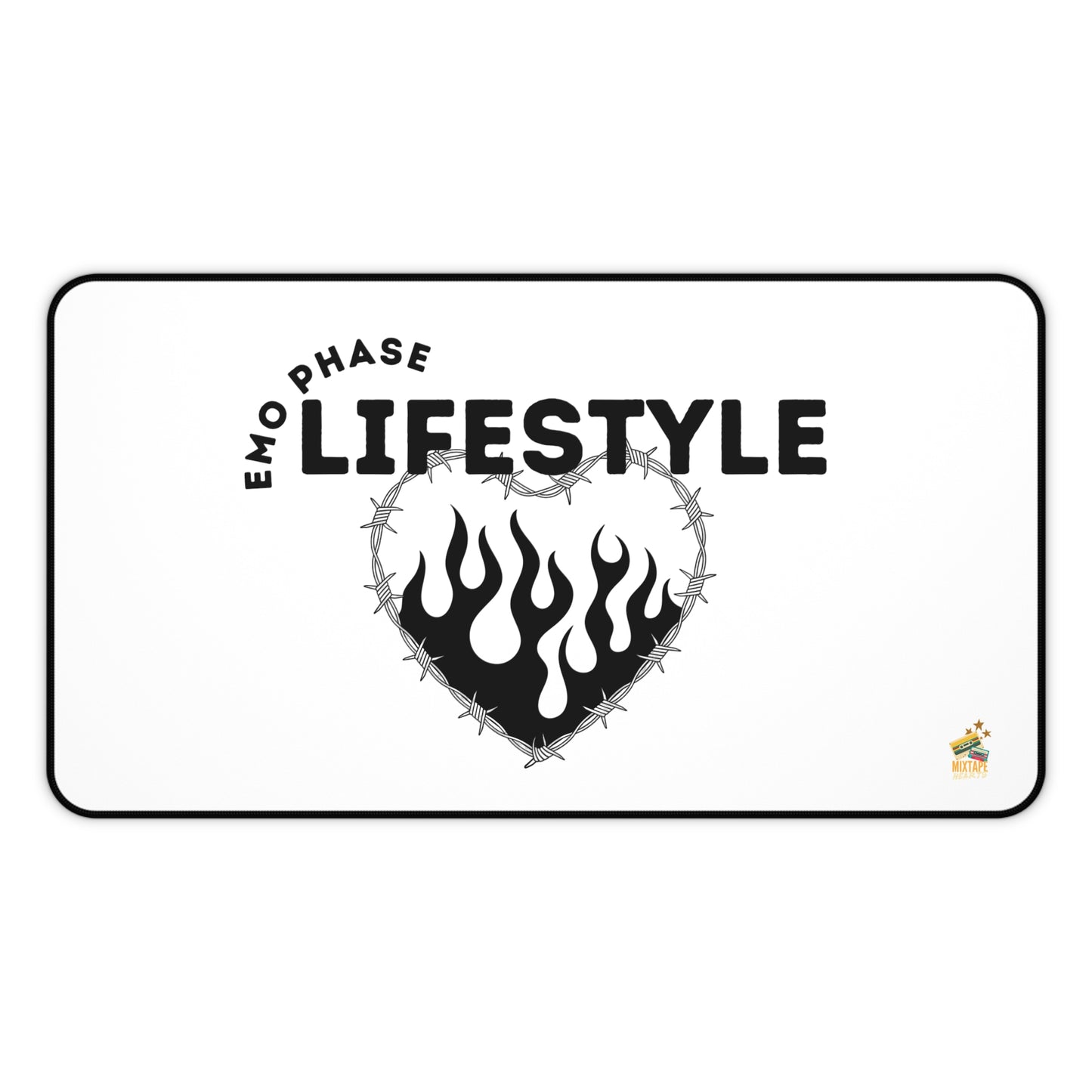 Emo Phase Lifestyle – Desk Mat– Desktop Drama Mat| Music Lover Gift | Home Office Decor | Gamer's Desk Accessories | Music Theme - Mixtape Hearts