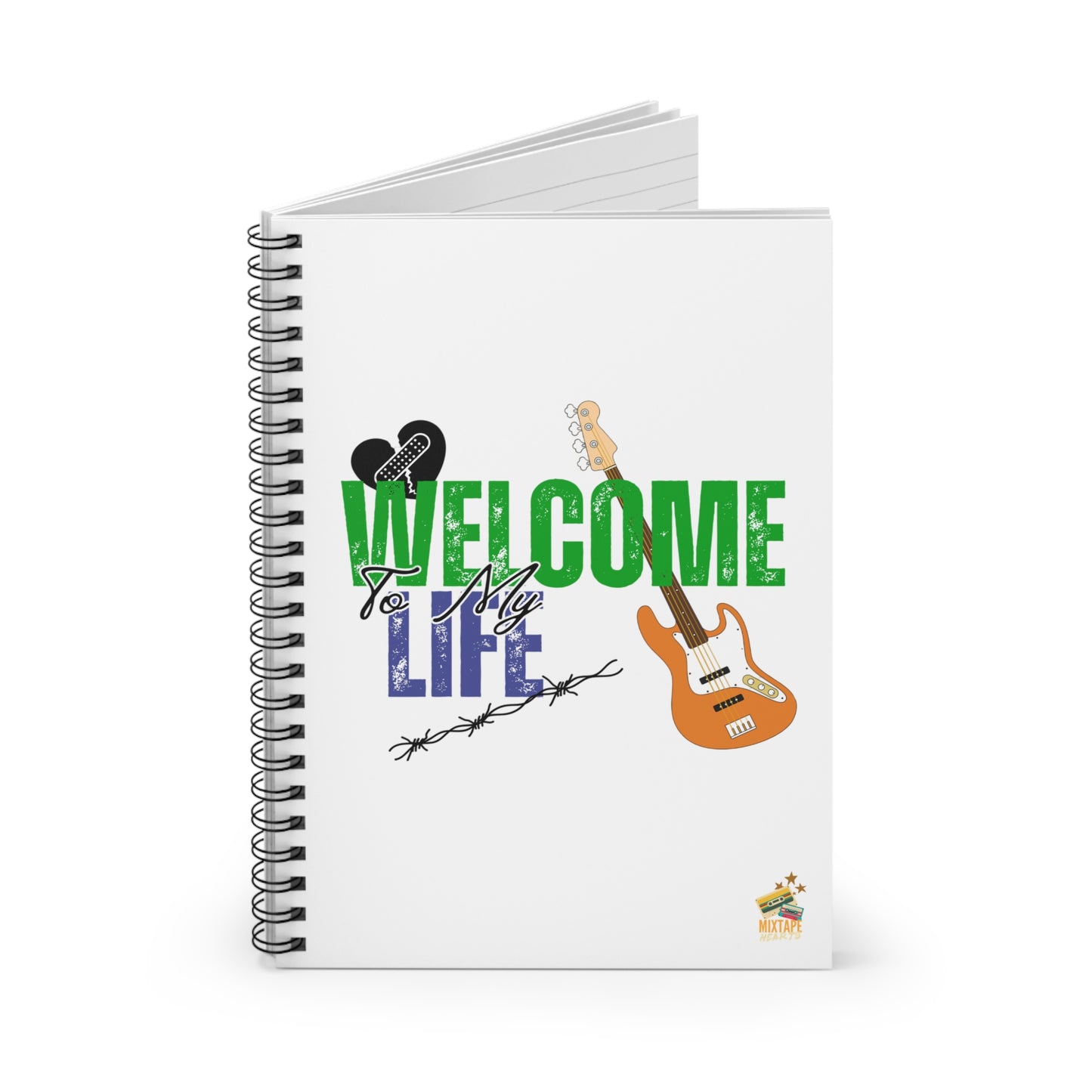 “Welcome to My Life” – A Pop Punk Journal of Chaos - Sturdy Journal for Musicians, Sketching, Inspired Thoughts, Gift for Creatives, Music - Mixtape Hearts