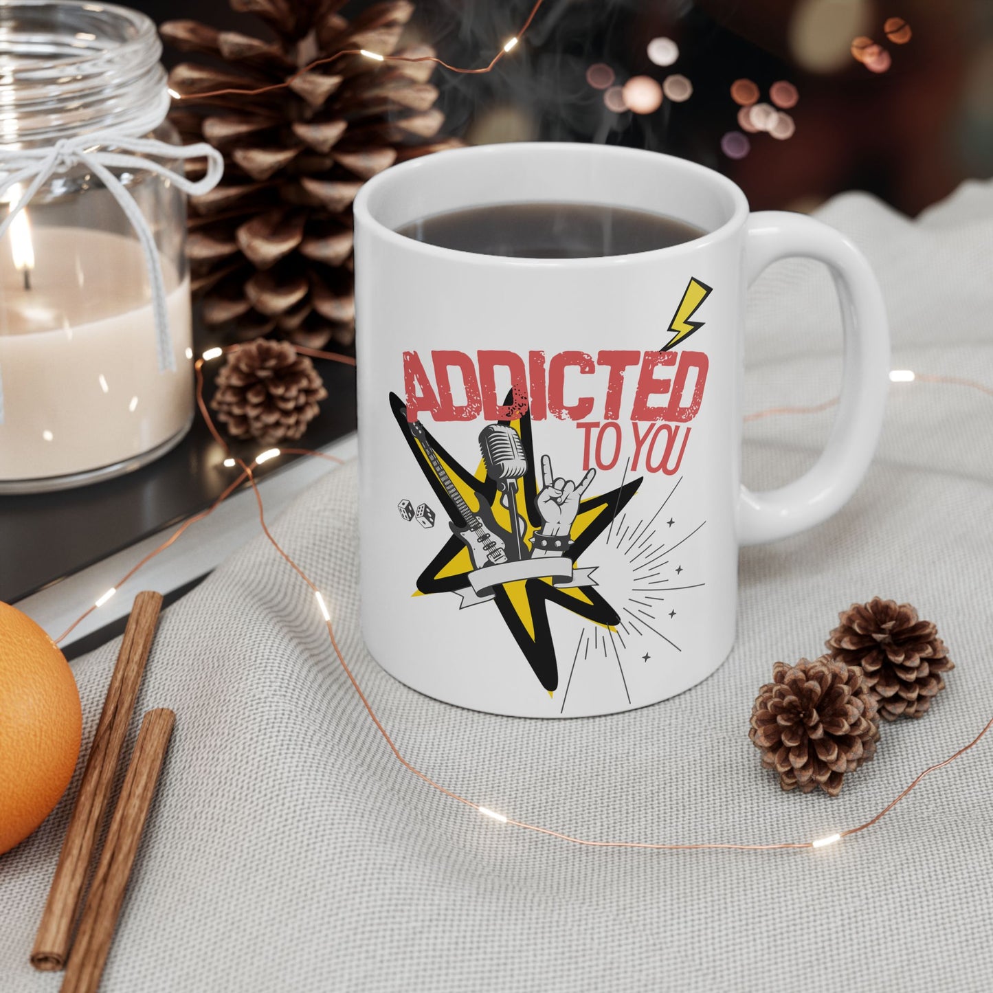 "Addicted to You" – Caffeine & Codependency Mug | Inspirational Coffee Cup, Gift for Home, Office, Birthday, Motivational Decor - Mixtape Hearts