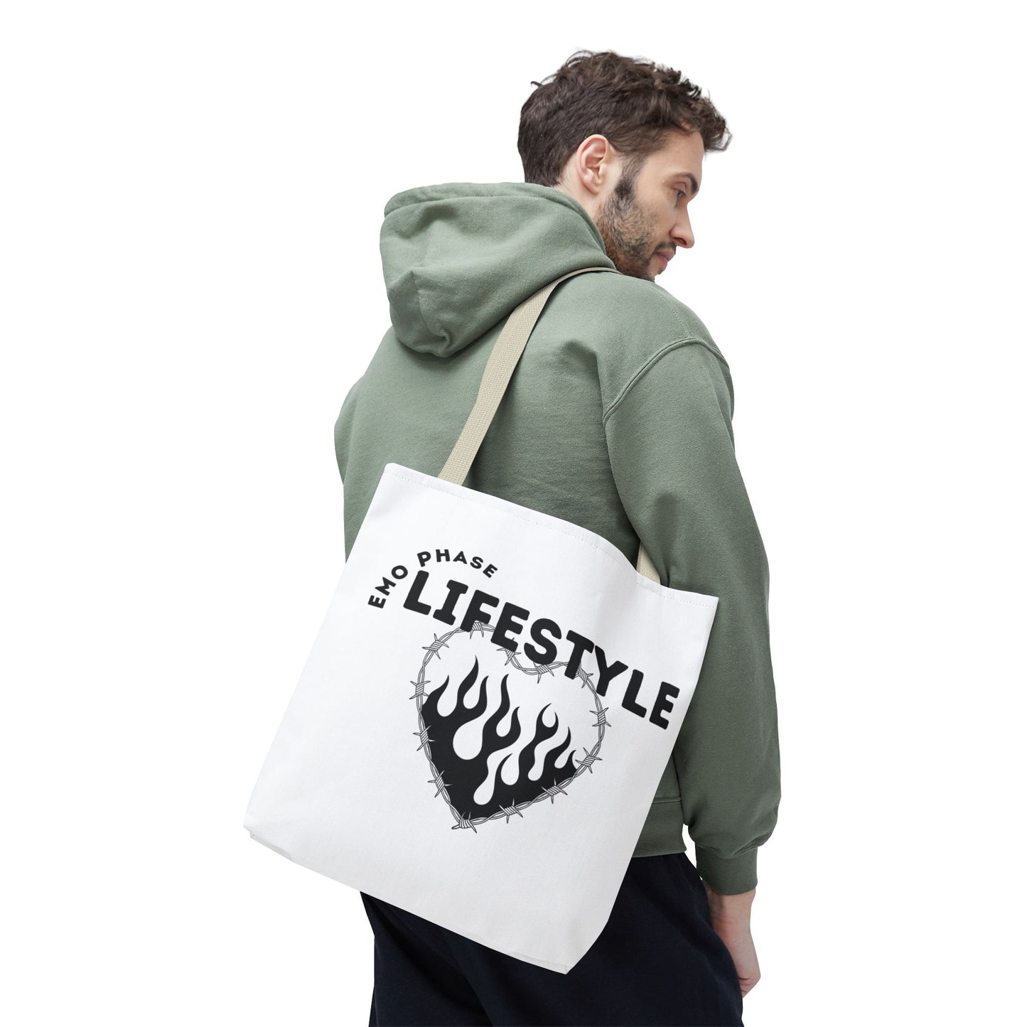 Emo Phase Lifestyle – Emotional Era Tote Bag - AOP, Fun and Stylish, Perfect for Music Lovers, Gift for Friends, Everyday Use, Beach Bag, Eco-Friendly - Mixtape Hearts