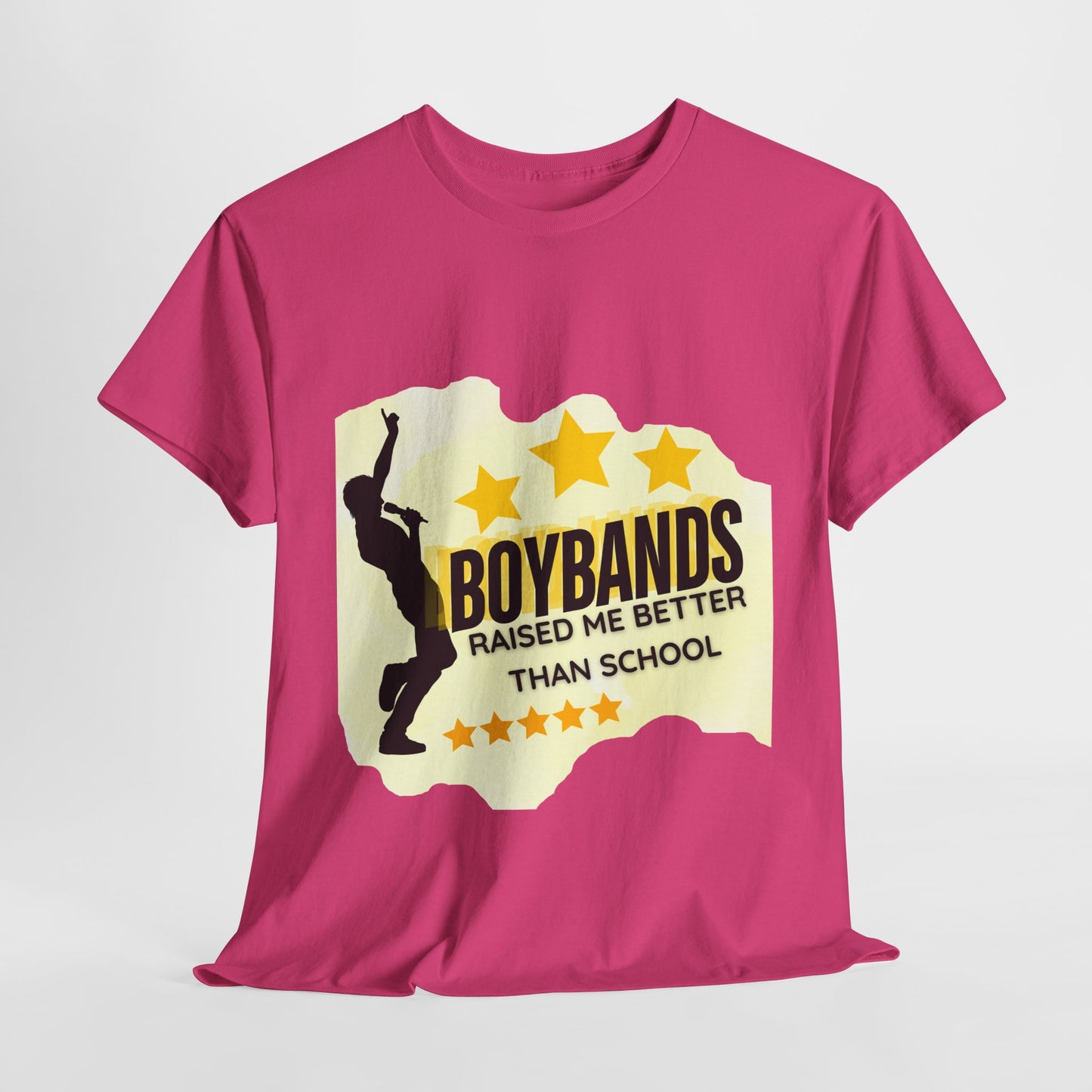 Boybands Raised Me Better Than School – Retro Fan Tee – Retro Pop Music Tee, Casual Tee, Graphic T-Shirt, Gift for Fans, Summer Wear, Everyday Comfort - Mixtape Hearts