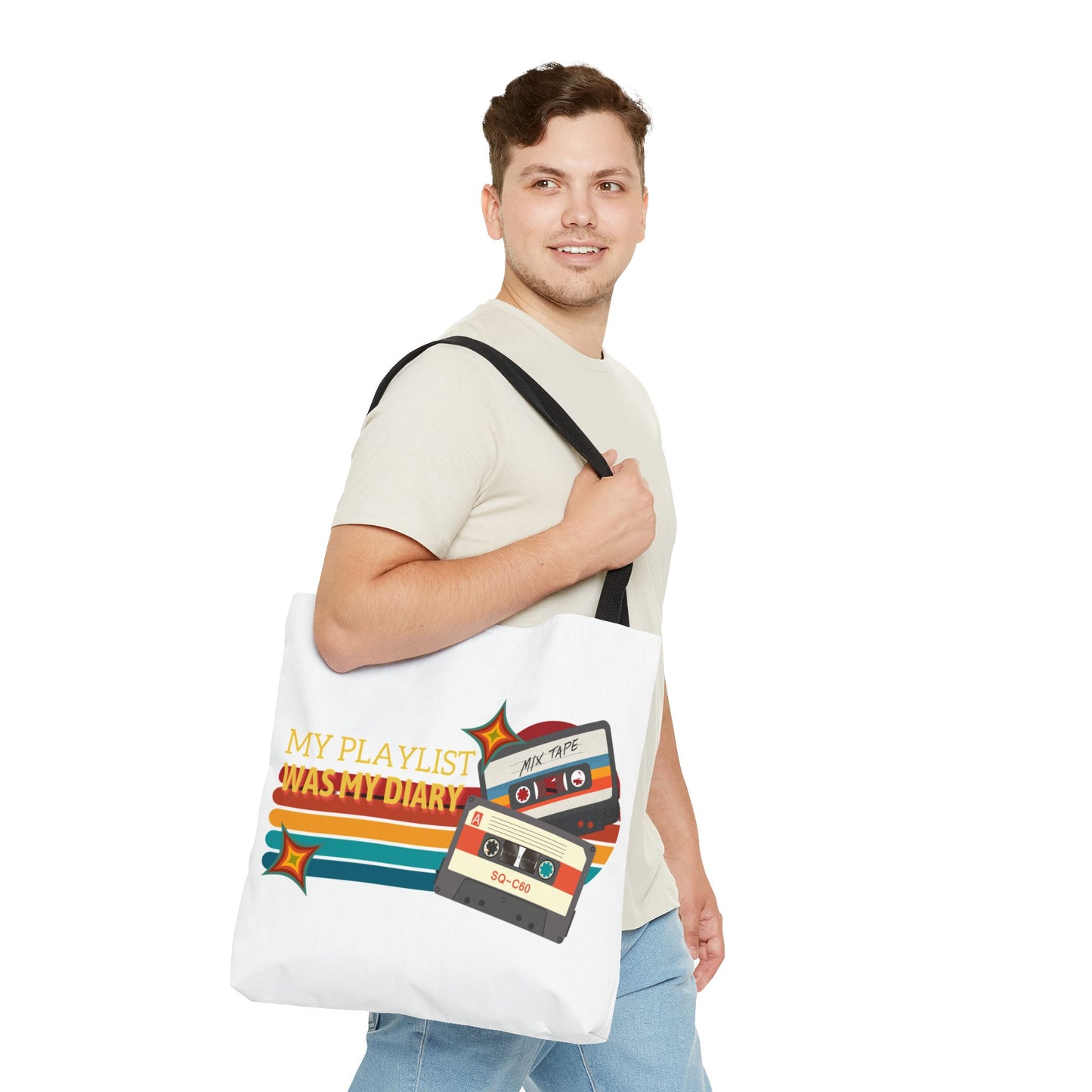 My Playlist Was My Diary – Emotional Era Tote Bag - AOP, Fun and Stylish, Perfect for Music Lovers, Gift for Friends, Everyday Use, Beach Bag, Eco-Friendly - Mixtape Hearts