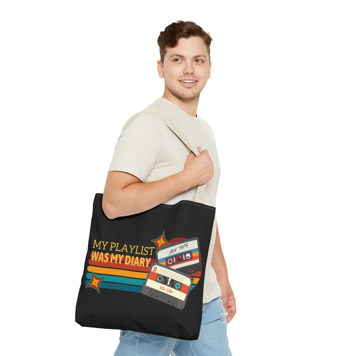My Playlist Was My Diary – Emotional Era Tote Bag– Retro Music Tote – Pop Music Tote Bag – Nostalgic Music Tote