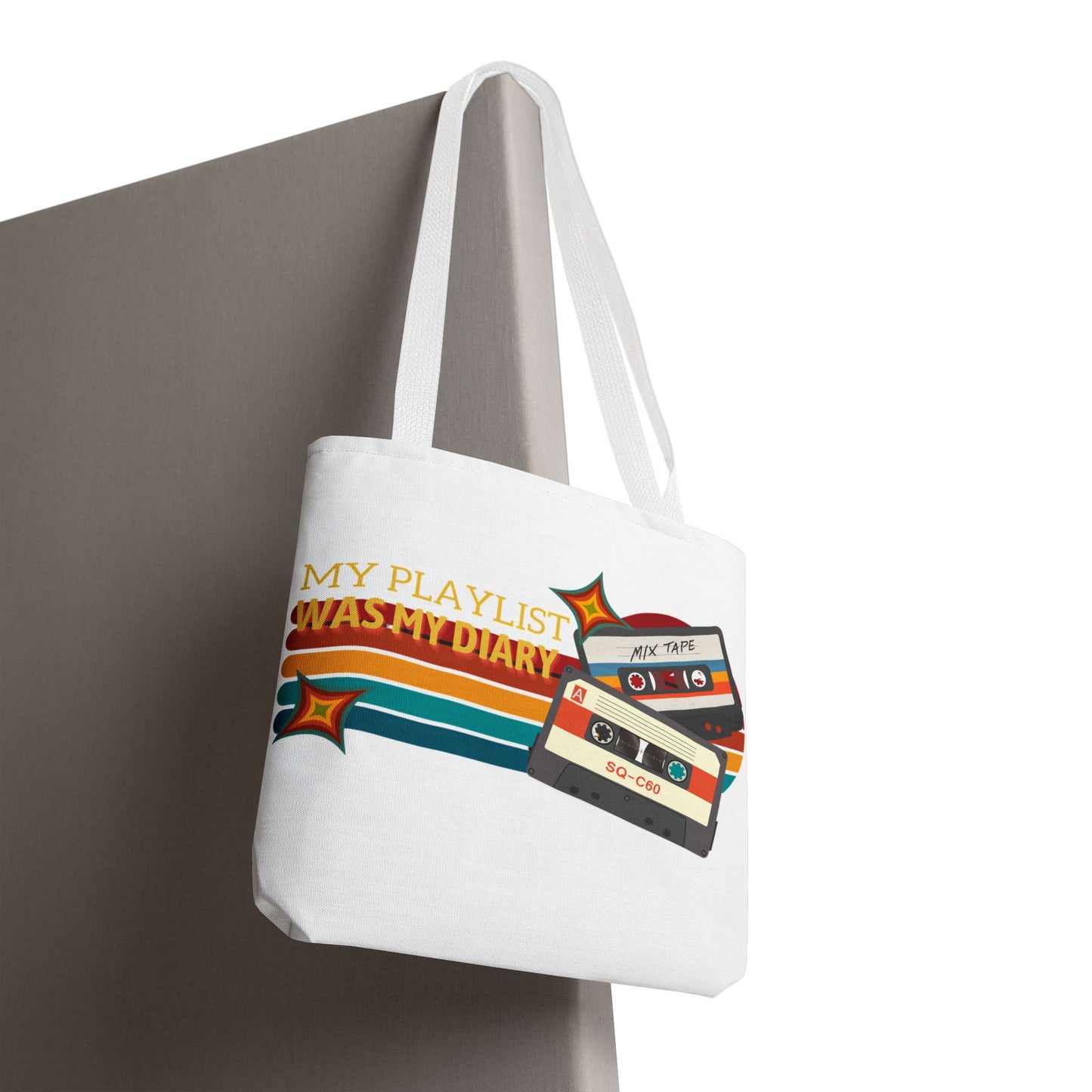 My Playlist Was My Diary – Emotional Era Tote Bag - AOP, Fun and Stylish, Perfect for Music Lovers, Gift for Friends, Everyday Use, Beach Bag, Eco-Friendly - Mixtape Hearts