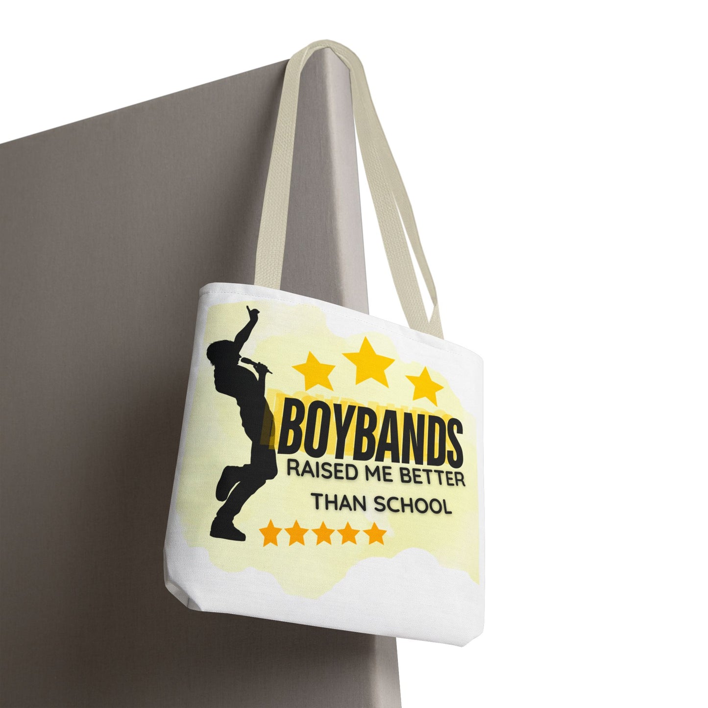 Boybands Raised Me Better Than School – Retro Music Tote, Nostalgic Music Tote, Cute Tote, Gift for Fangirls, Fan Merchandise, Artsy Bag, AOP Design - Mixtape Hearts