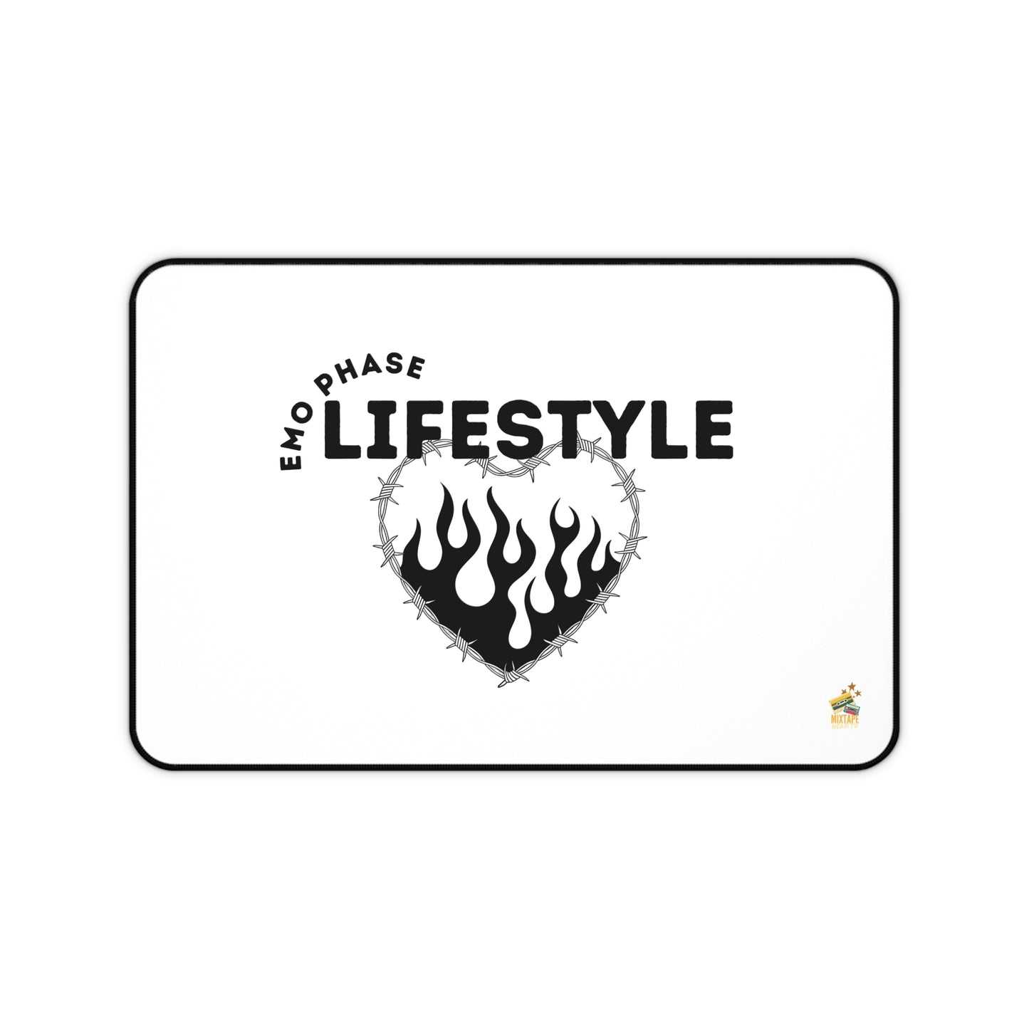 Emo Phase Lifestyle – Desk Mat– Desktop Drama Mat| Music Lover Gift | Home Office Decor | Gamer's Desk Accessories | Music Theme - Mixtape Hearts
