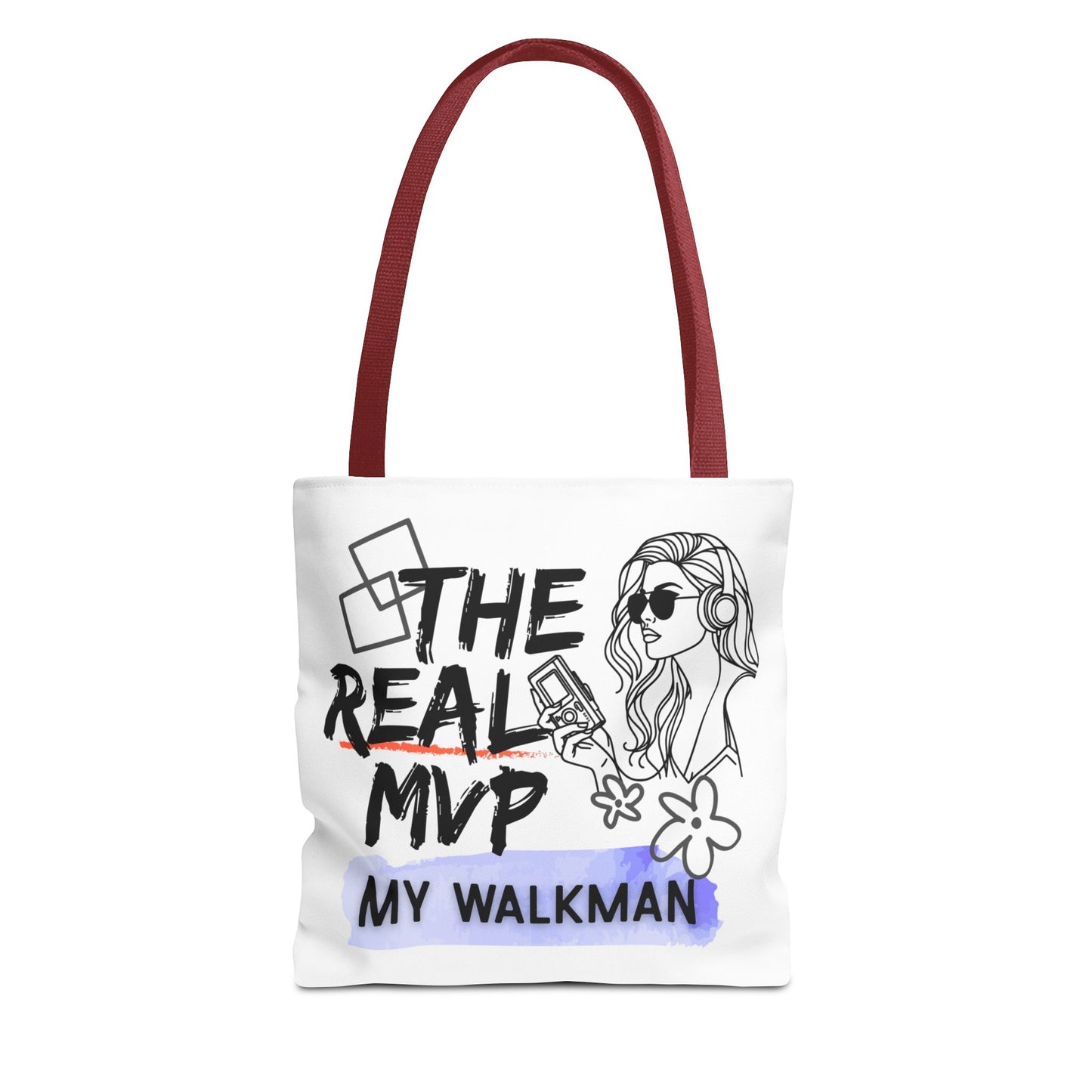 The Real MVP: My Walkman – Cassette Era Tote Bag - AOP, Fun and Stylish, Perfect for Music Lovers, Gift for Friends, Everyday Use, Beach Bag, Eco-Friendly - Mixtape Hearts