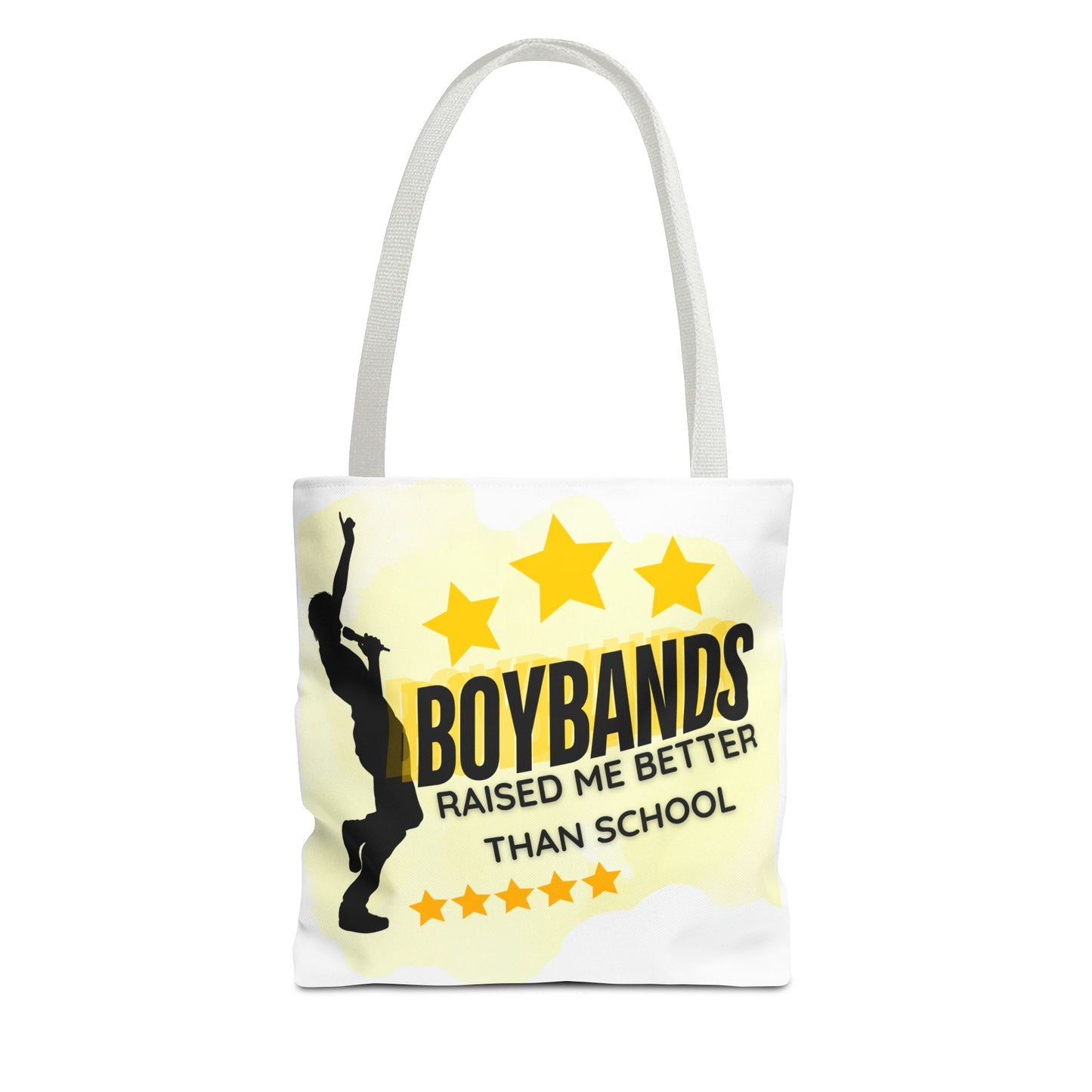 Boybands Raised Me Better Than School – Retro Music Tote, Nostalgic Music Tote, Cute Tote, Gift for Fangirls, Fan Merchandise, Artsy Bag, AOP Design - Mixtape Hearts