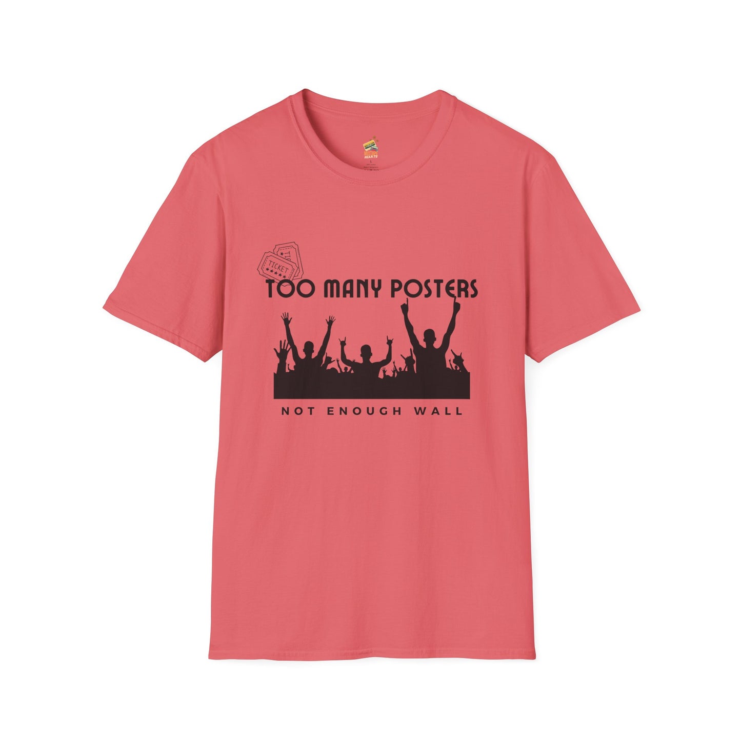 Too Many Posters, Not Enough Wall – 90s Nostalgia Unisex Tee| Gift for Walkman Fans, Vintage Style Tee, Casual Wear, Concert Outfit, Unisex Apparel - Mixtape Hearts