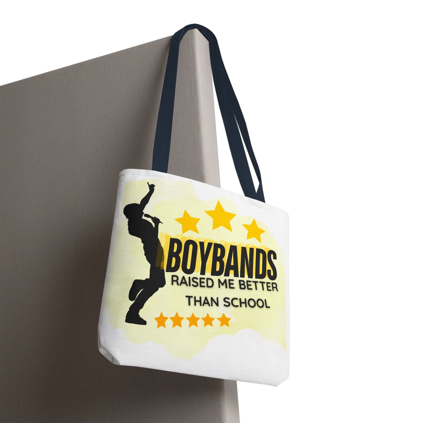 Boybands Raised Me Better Than School – Retro Music Tote, Nostalgic Music Tote, Cute Tote, Gift for Fangirls, Fan Merchandise, Artsy Bag, AOP Design - Mixtape Hearts