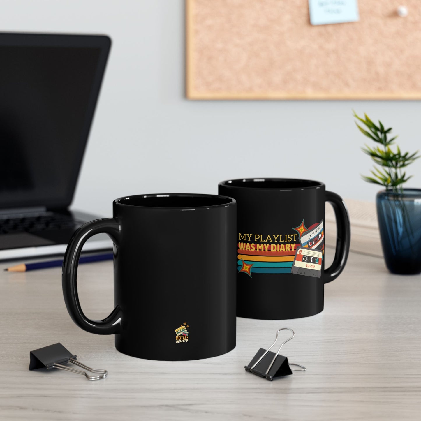 My Playlist Was My Diary – Retro Music Lover Mug- Perfect Gift for Music Lovers, Coffee Enthusiasts, Rock Music Fans, Birthday, Valentine's Day, Home Office Decor - Mixtape Hearts