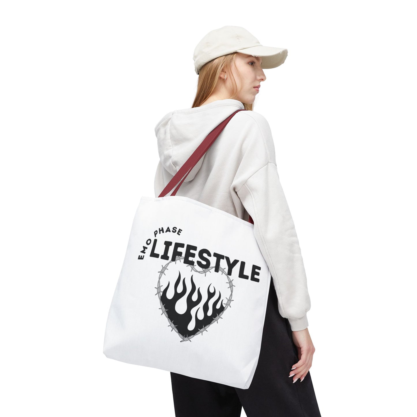 Emo Phase Lifestyle – Emotional Era Tote Bag - AOP, Fun and Stylish, Perfect for Music Lovers, Gift for Friends, Everyday Use, Beach Bag, Eco-Friendly - Mixtape Hearts