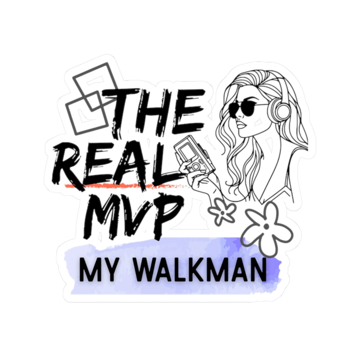 The Real MVP: My Walkman – Retro 90s Music Sticker, Retro Music Stickers, Laptop Decor, Gift for Music Lovers, Trendy Stickers, Fun Gift Ideas - Mixtape Hearts
