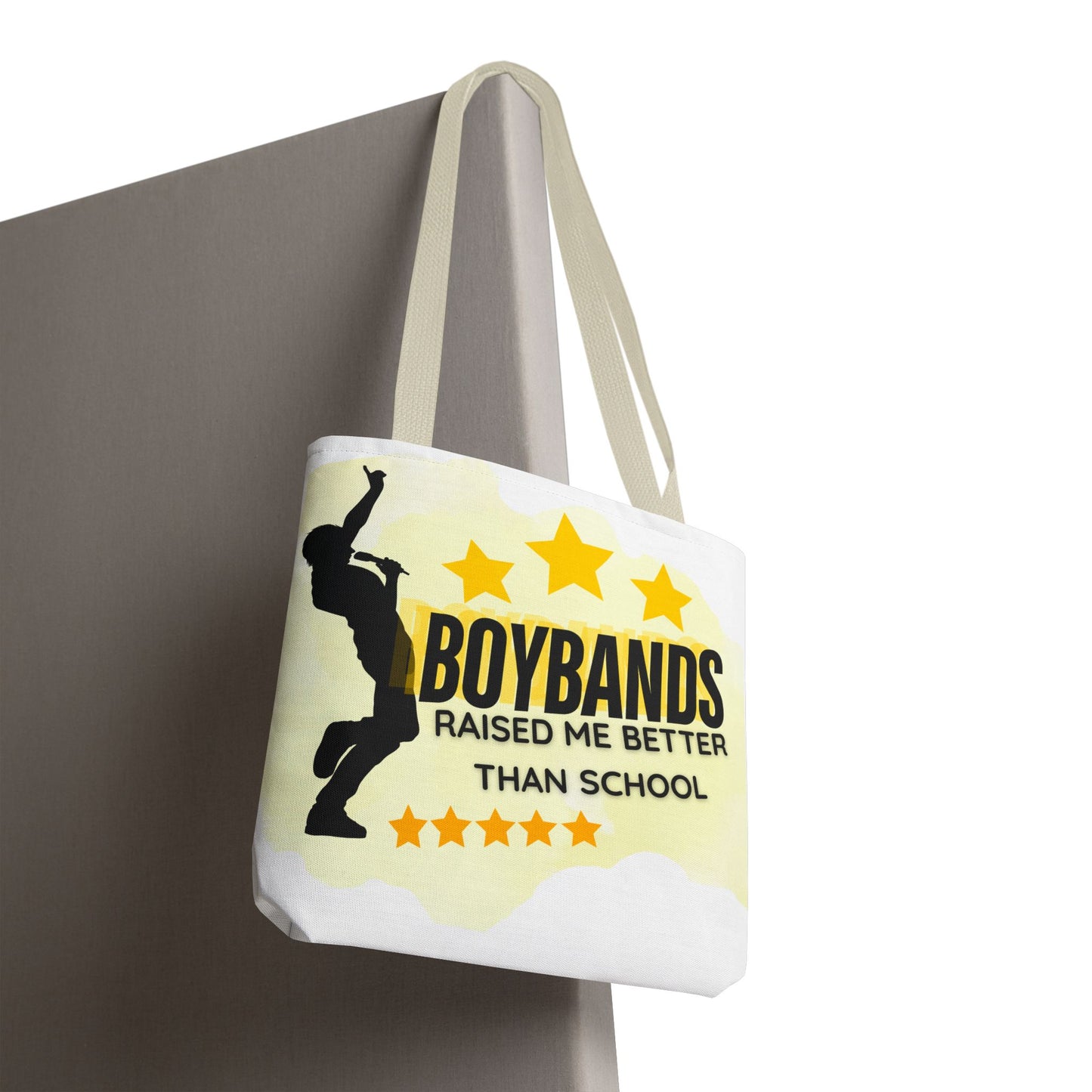 Boybands Raised Me Better Than School – Retro Music Tote, Nostalgic Music Tote, Cute Tote, Gift for Fangirls, Fan Merchandise, Artsy Bag, AOP Design - Mixtape Hearts