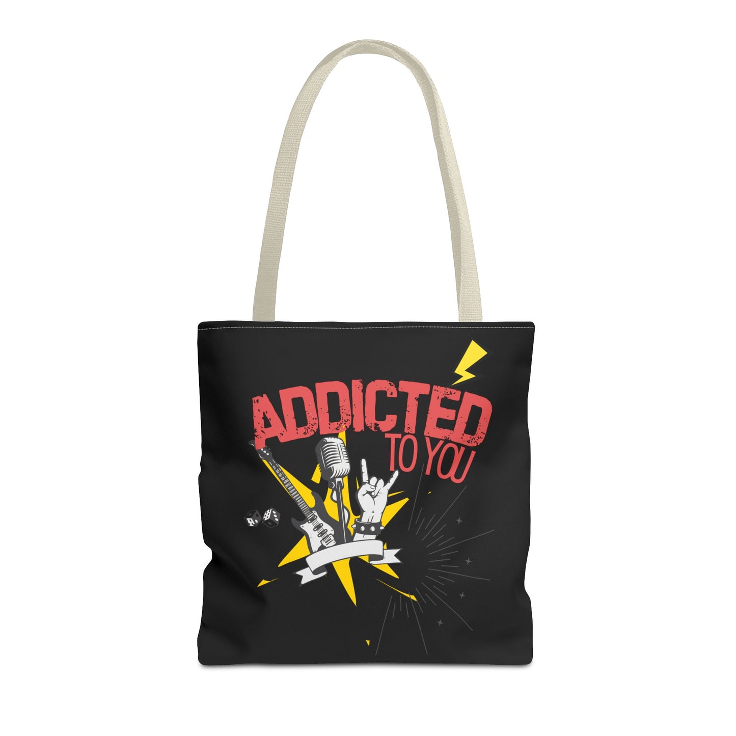 "Addicted to You" – Emotional Baggage Carry-All Tote, Music Lover Gift, Rock & Roll Style, Concert Tote, Gift for Him/Her, Festival Essentials - Mixtape Hearts