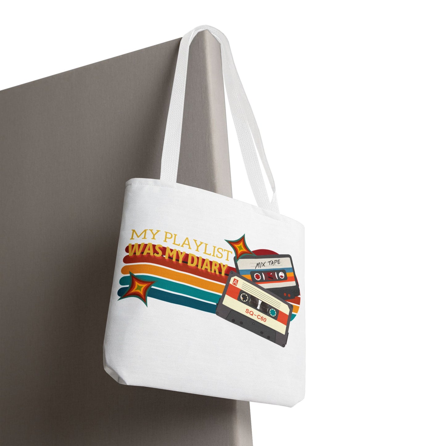 My Playlist Was My Diary – Emotional Era Tote Bag - AOP, Fun and Stylish, Perfect for Music Lovers, Gift for Friends, Everyday Use, Beach Bag, Eco-Friendly - Mixtape Hearts
