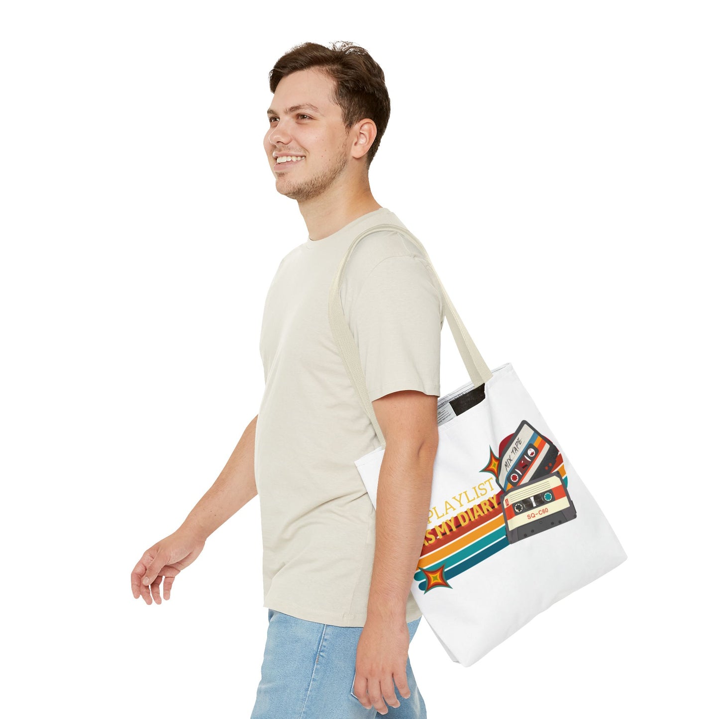 My Playlist Was My Diary – Emotional Era Tote Bag - AOP, Fun and Stylish, Perfect for Music Lovers, Gift for Friends, Everyday Use, Beach Bag, Eco-Friendly - Mixtape Hearts