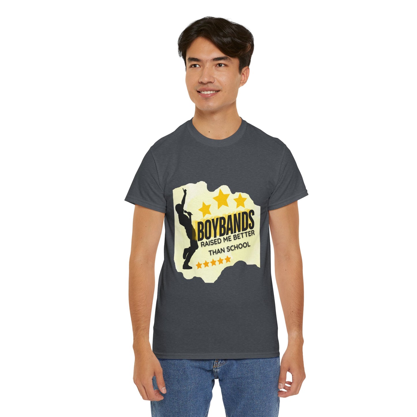 Boybands Raised Me Better Than School – Retro Fan Tee – Retro Pop Music Tee, Casual Tee, Graphic T-Shirt, Gift for Fans, Summer Wear, Everyday Comfort - Mixtape Hearts