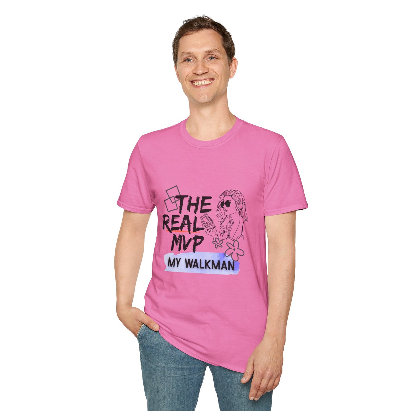 The Real MVP: My Walkman – 90s Nostalgia Unisex Tee| Gift for Walkman Fans, Vintage Style Tee, Casual Wear, Concert Outfit, Unisex Apparel - Mixtape Hearts