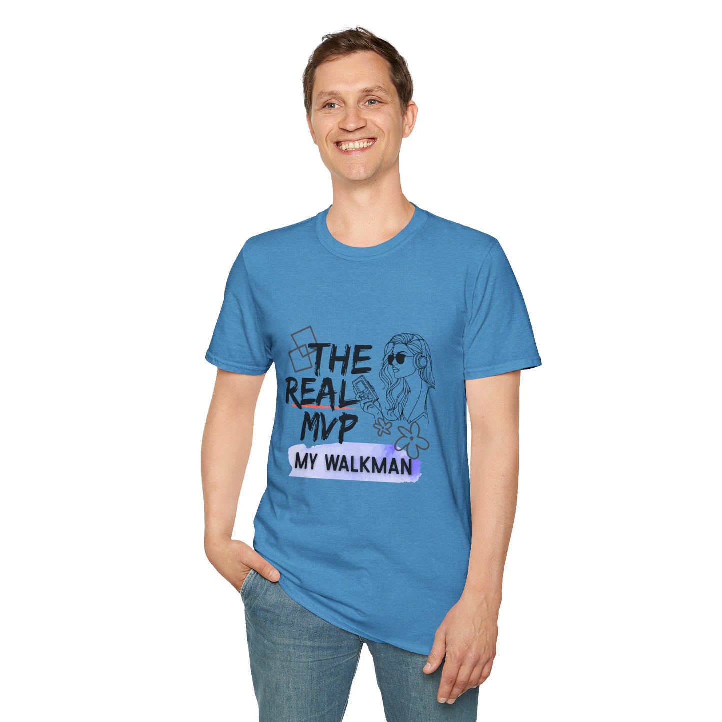 The Real MVP: My Walkman – 90s Nostalgia Unisex Tee| Gift for Walkman Fans, Vintage Style Tee, Casual Wear, Concert Outfit, Unisex Apparel - Mixtape Hearts