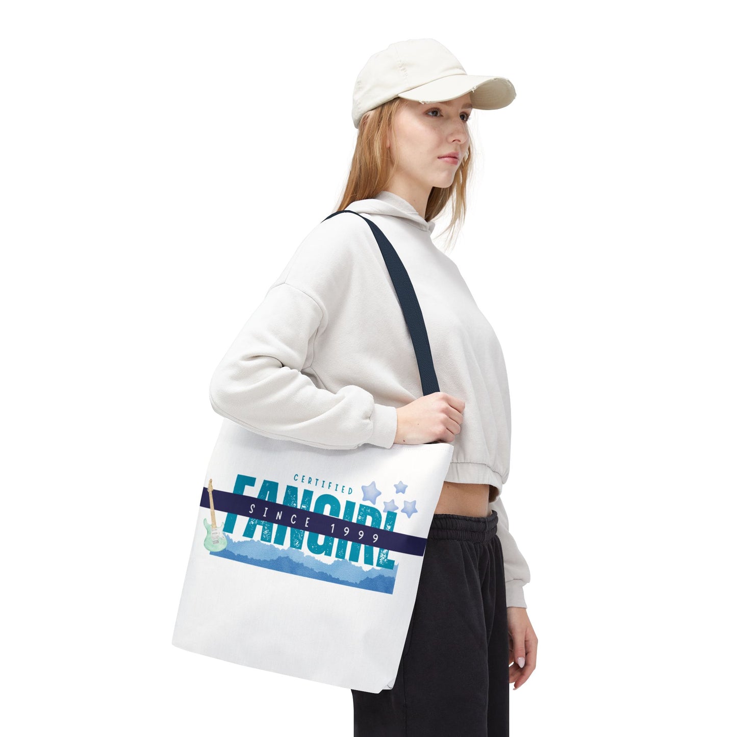 Certified Fangirl Since 1999 – Nostalgic Music Tote, Cute Tote, Gift for Fangirls, Fan Merchandise, Artsy Bag, AOP Design - Mixtape Hearts