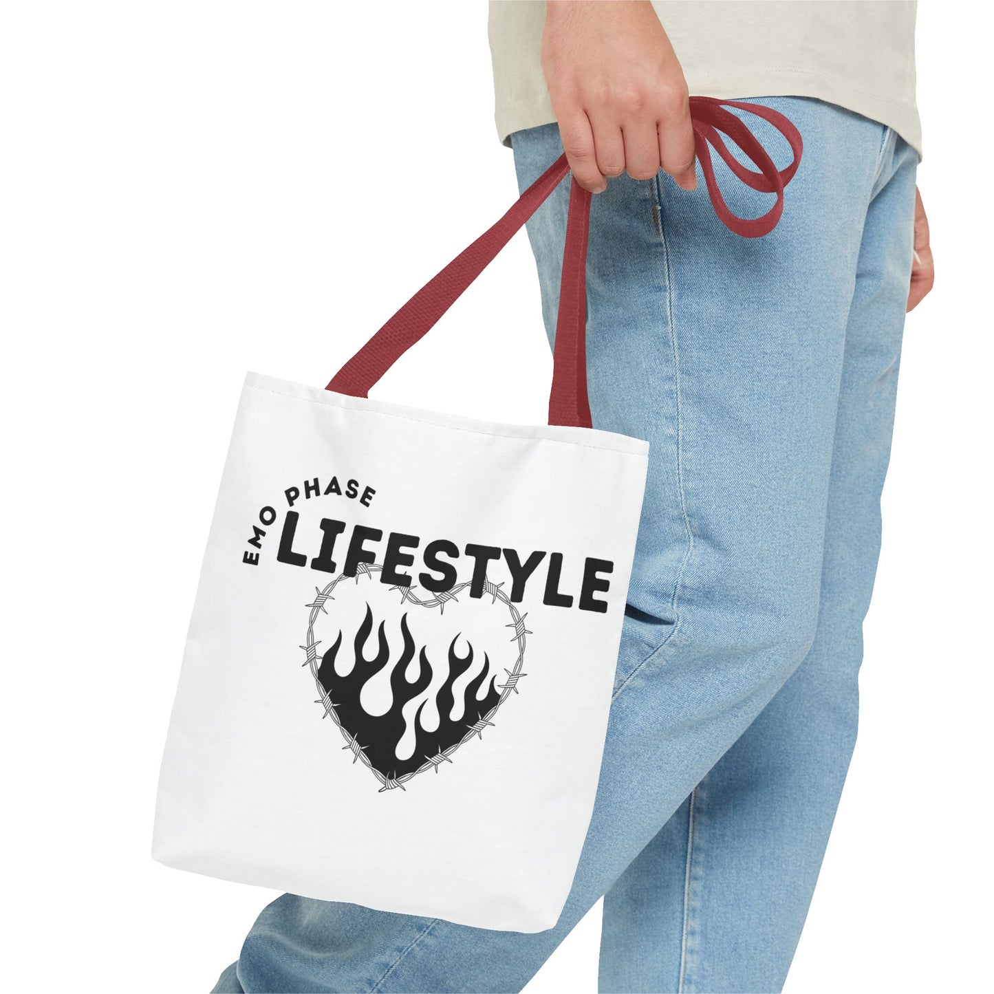 Emo Phase Lifestyle – Emotional Era Tote Bag - AOP, Fun and Stylish, Perfect for Music Lovers, Gift for Friends, Everyday Use, Beach Bag, Eco-Friendly - Mixtape Hearts