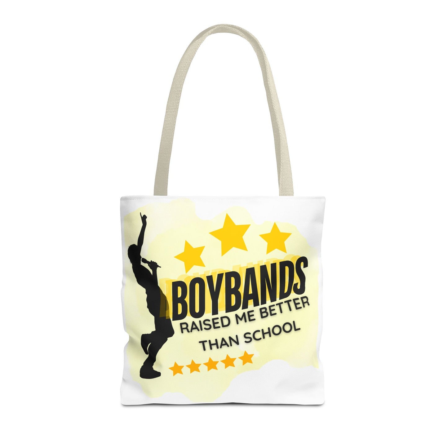 Boybands Raised Me Better Than School – Retro Music Tote, Nostalgic Music Tote, Cute Tote, Gift for Fangirls, Fan Merchandise, Artsy Bag, AOP Design - Mixtape Hearts