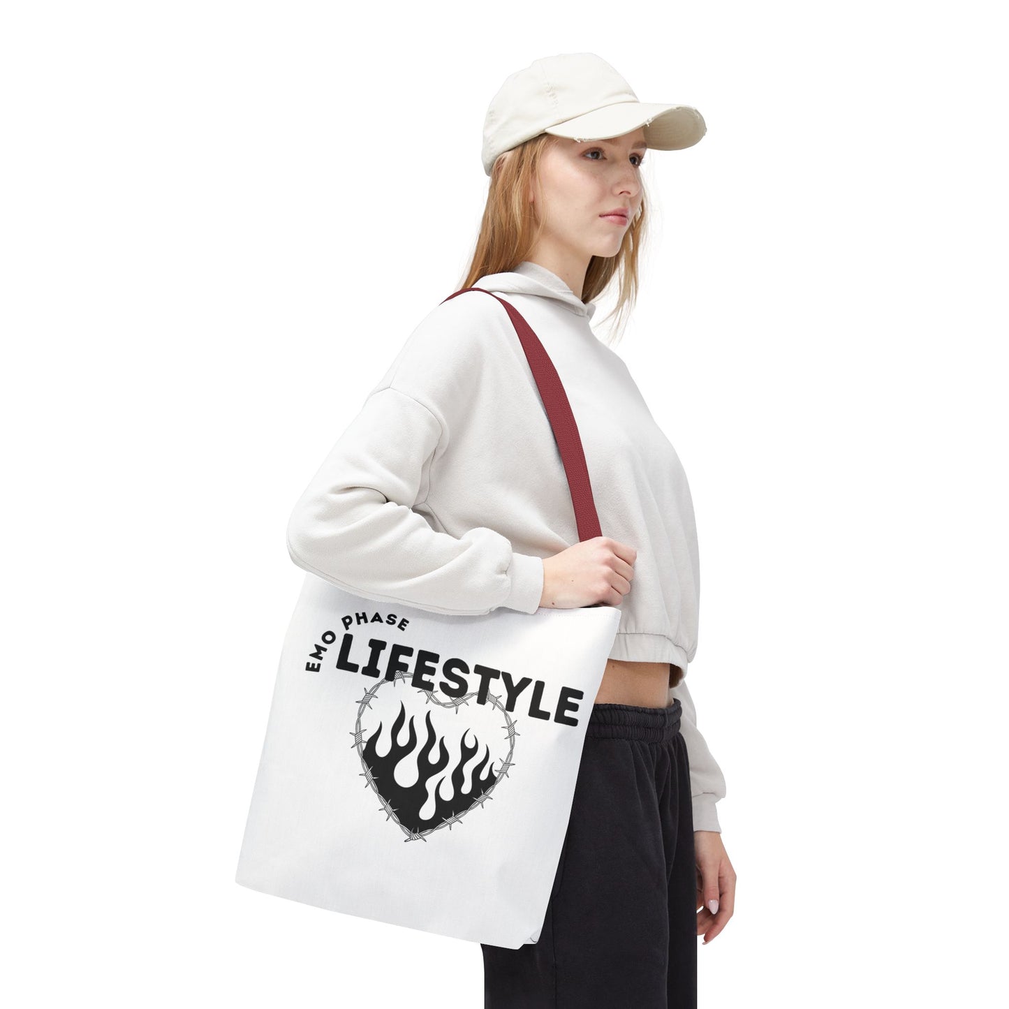 Emo Phase Lifestyle – Emotional Era Tote Bag - AOP, Fun and Stylish, Perfect for Music Lovers, Gift for Friends, Everyday Use, Beach Bag, Eco-Friendly - Mixtape Hearts