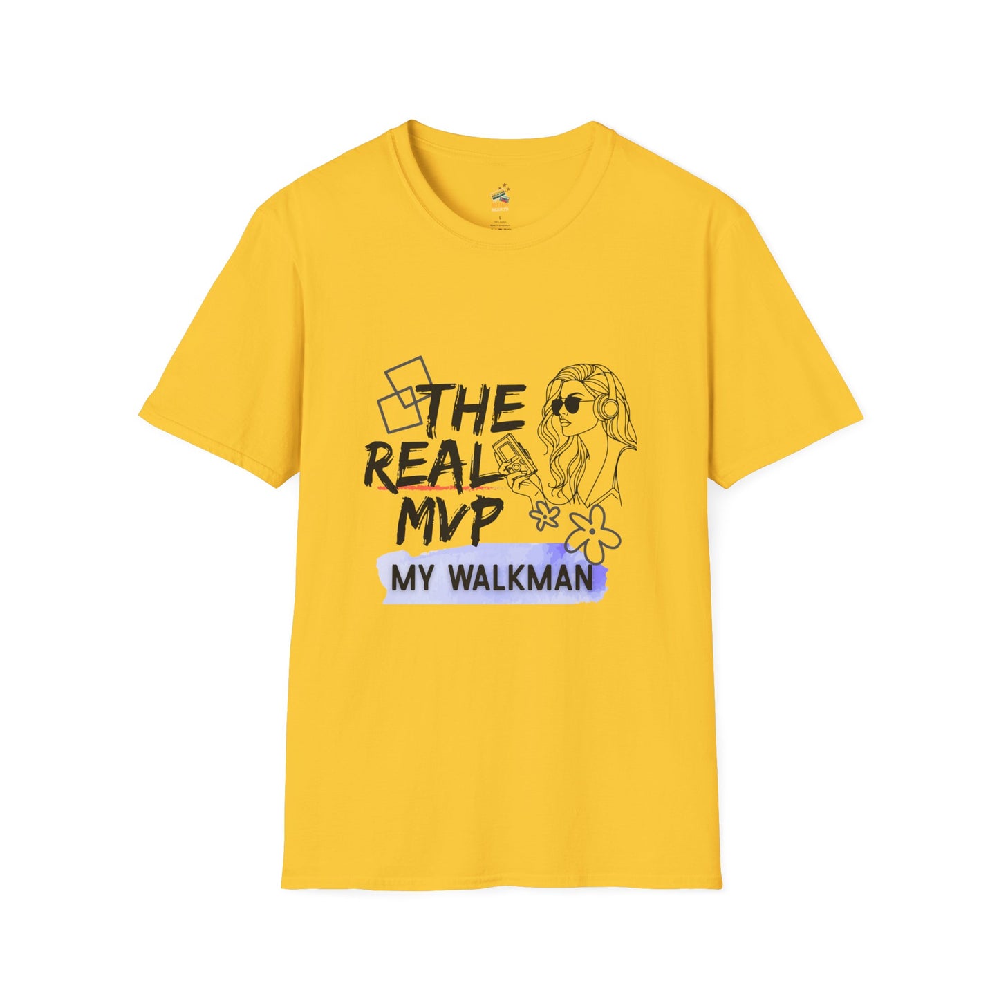 The Real MVP: My Walkman – 90s Nostalgia Unisex Tee| Gift for Walkman Fans, Vintage Style Tee, Casual Wear, Concert Outfit, Unisex Apparel - Mixtape Hearts