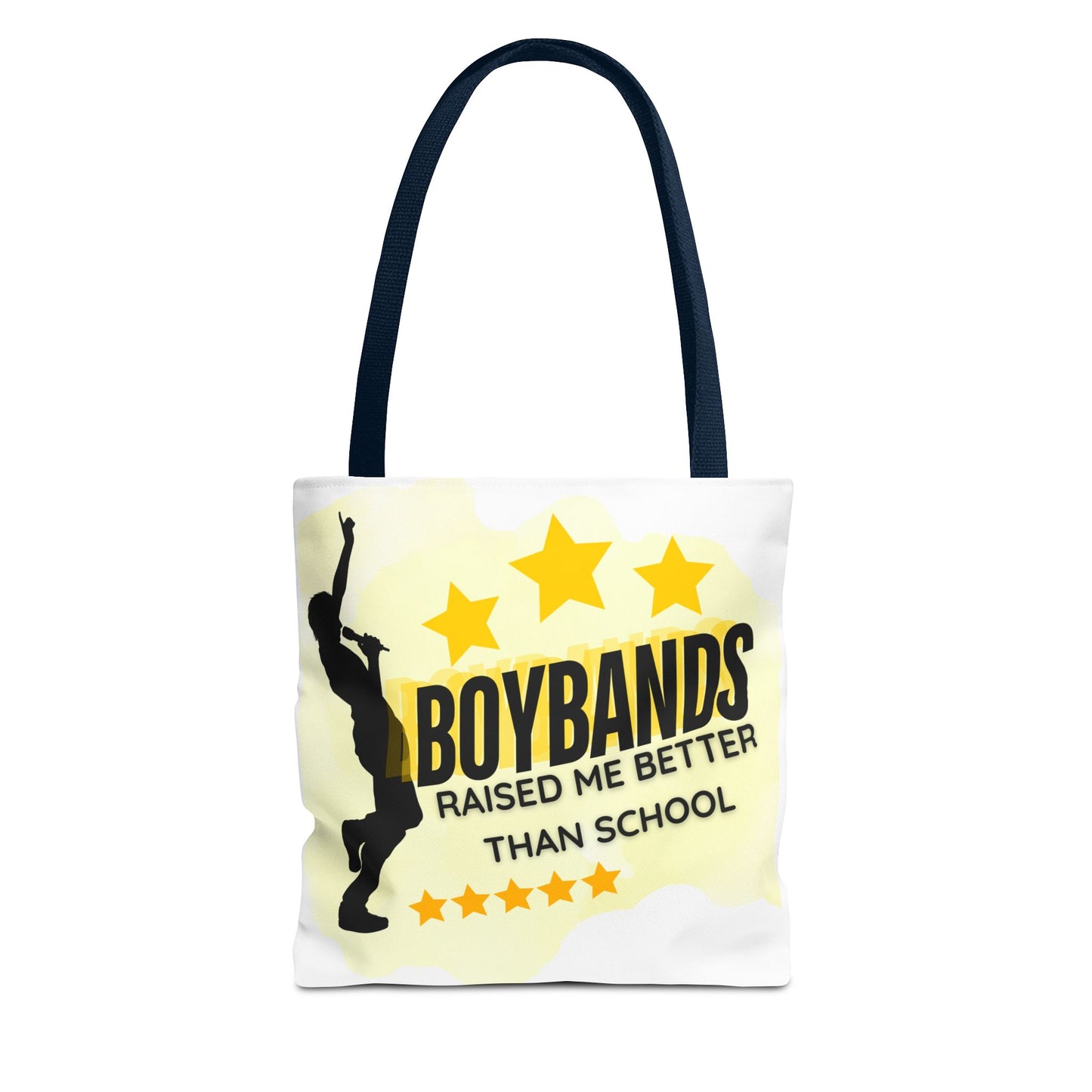 Boybands Raised Me Better Than School – Retro Music Tote, Nostalgic Music Tote, Cute Tote, Gift for Fangirls, Fan Merchandise, Artsy Bag, AOP Design - Mixtape Hearts