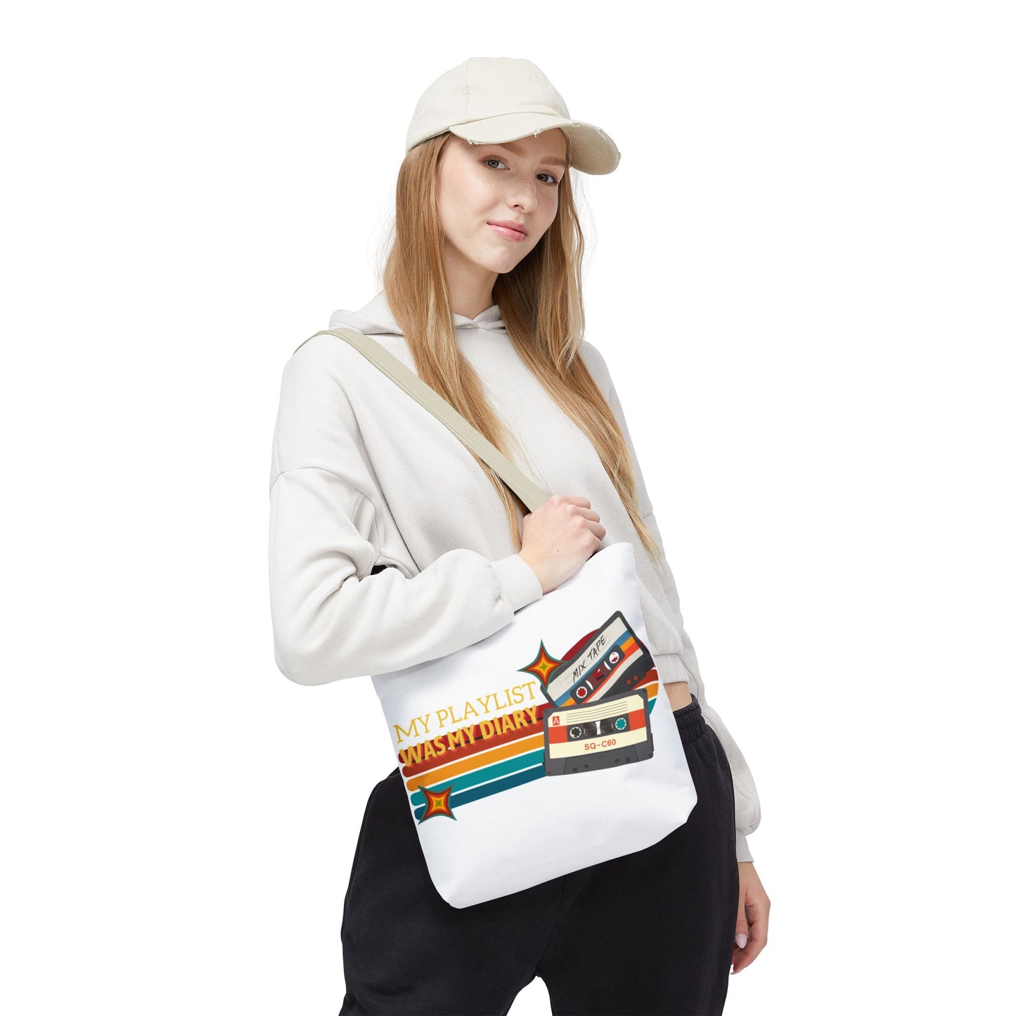 My Playlist Was My Diary – Emotional Era Tote Bag - AOP, Fun and Stylish, Perfect for Music Lovers, Gift for Friends, Everyday Use, Beach Bag, Eco-Friendly - Mixtape Hearts